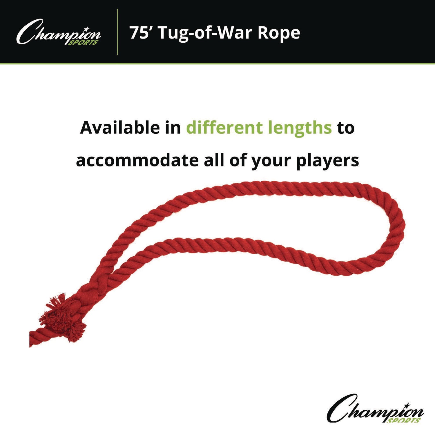 4-Way Tug of War Rope, 75 ft, 1" dia Champion Sports Flipcost