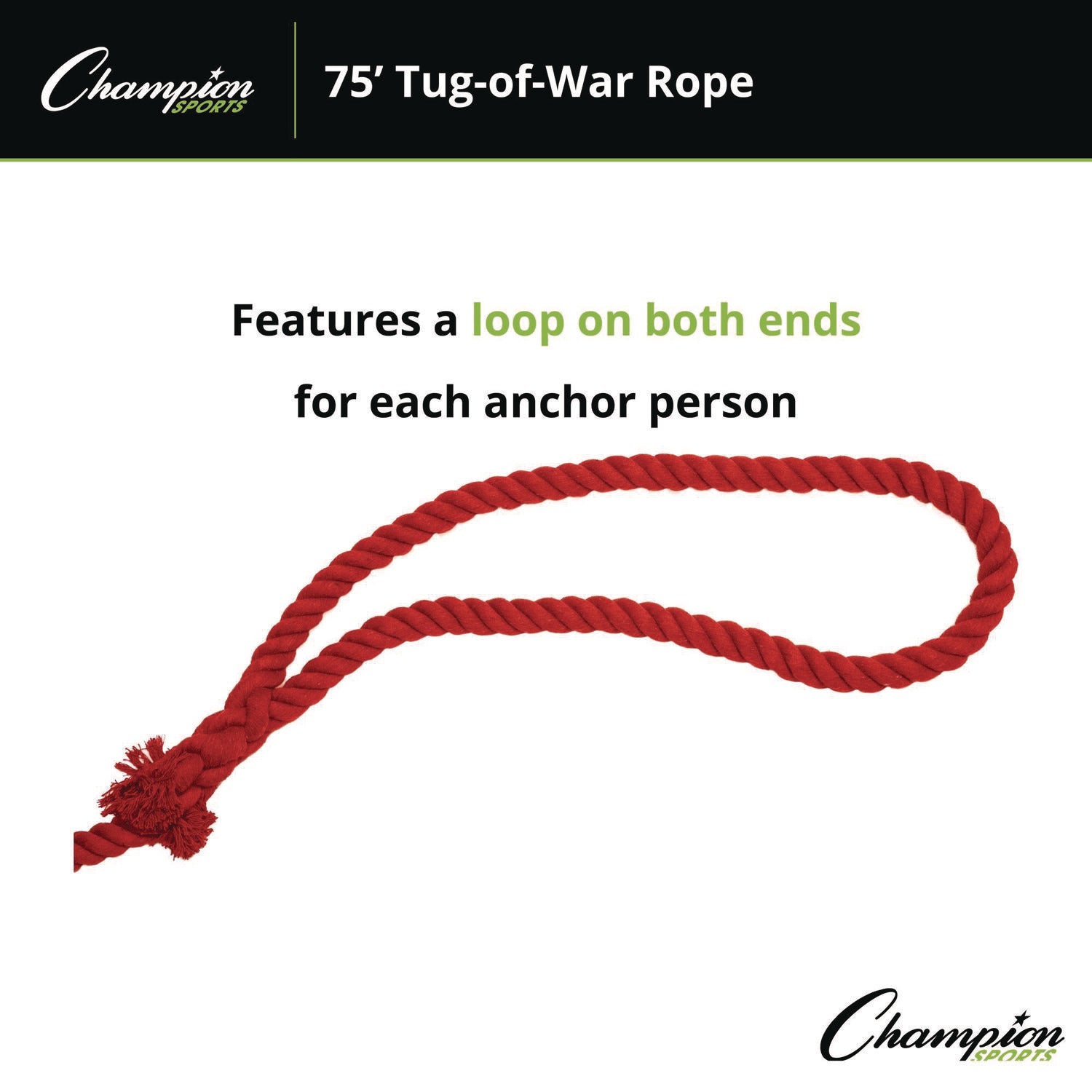 4-Way Tug of War Rope, 75 ft, 1" dia Champion Sports Flipcost