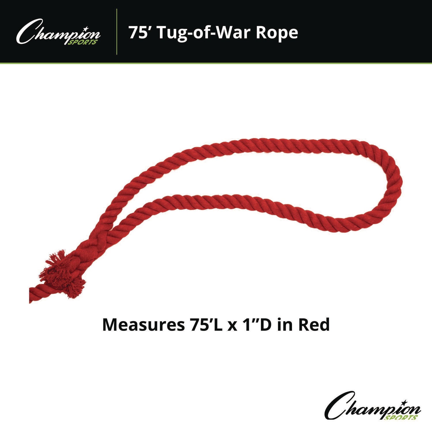 4-Way Tug of War Rope, 75 ft, 1" dia Champion Sports Flipcost