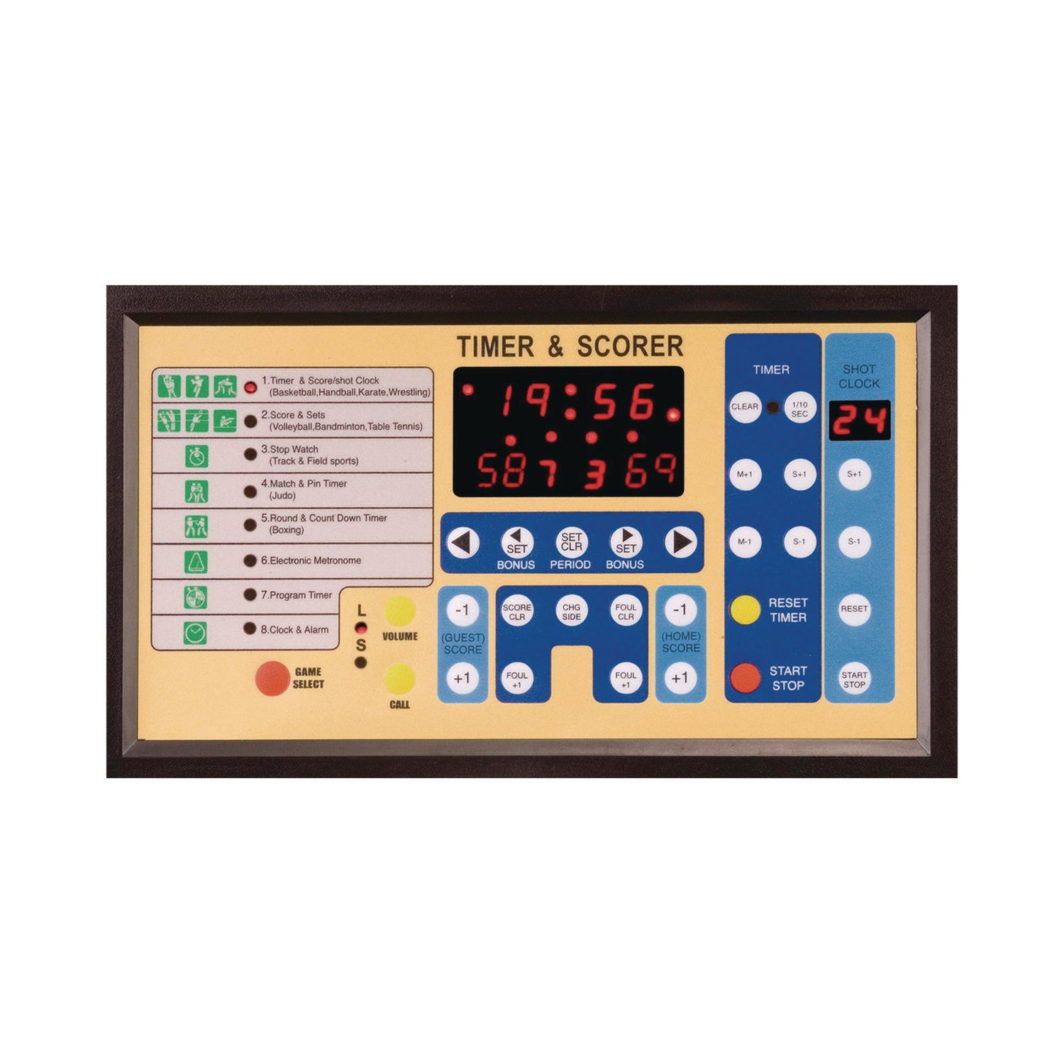 Tabletop Indoor Electronic Scoreboard, 24" x 16" x 10", Black Face, Red/Green/Yellow Graphics Champion Sports Flipcost