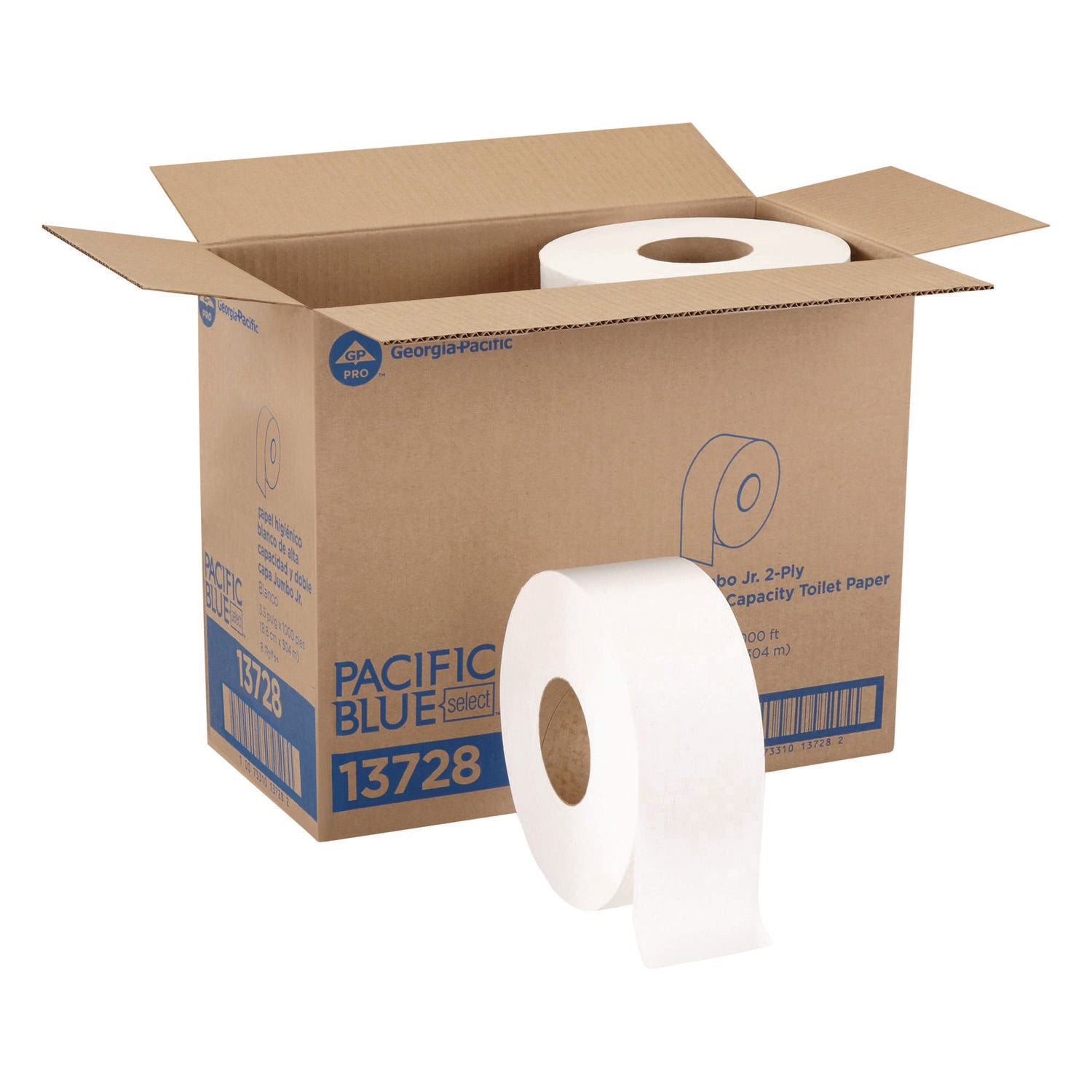 Georgia Pacific® Professional Jumbo Jr. Bath Tissue Roll, Septic Safe, 2-Ply, White, 3.5" x 1,000 ft, 8 Rolls/Carton