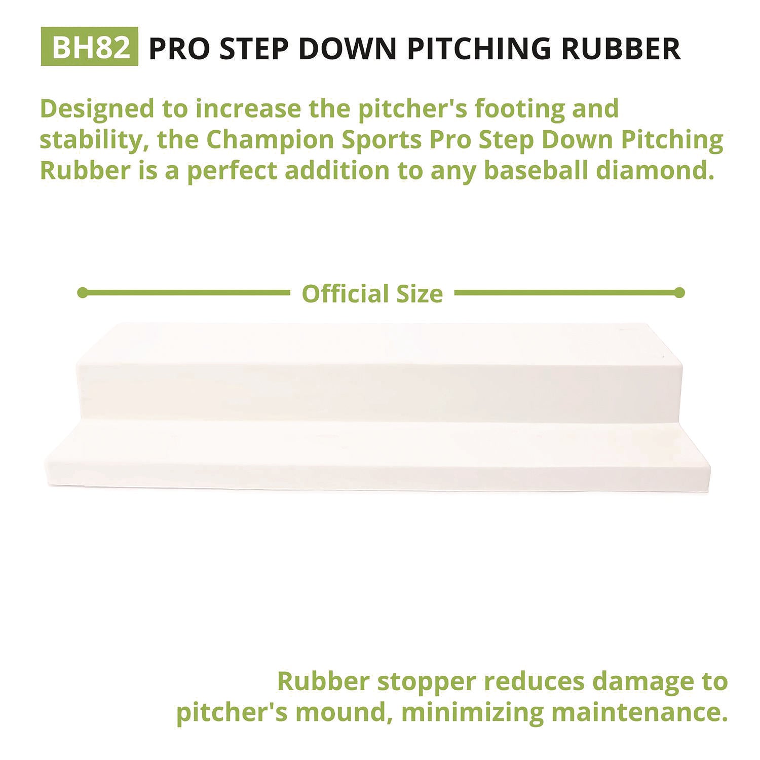 Pro Step Down Pitching Rubber, 24" x 6" Champion Sports Flipcost