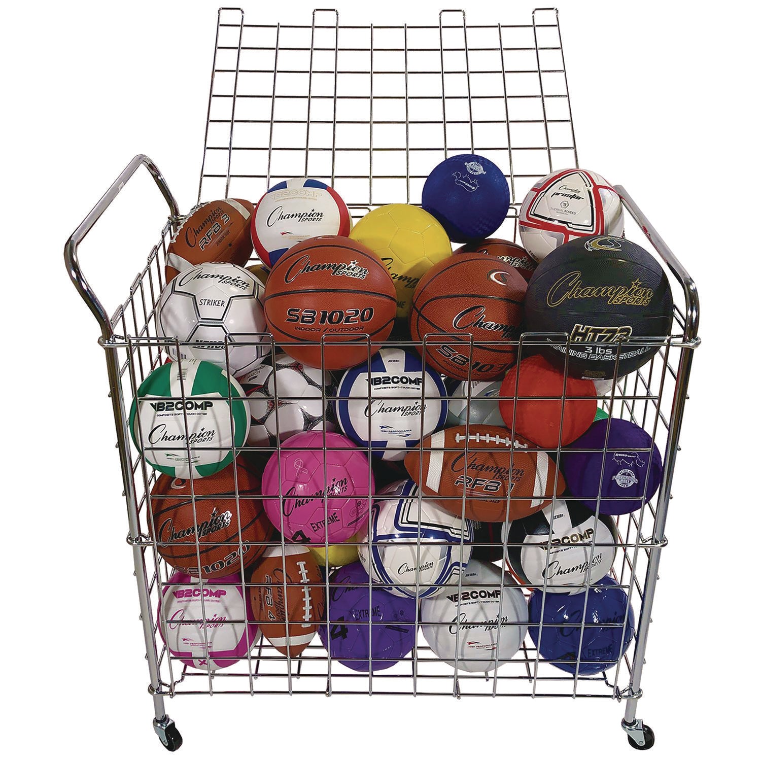 Portable Lockable Ball Locker, Metal, 176 lb Capacity, 24 x 39 x 40, Chrome Champion Sports Flipcost