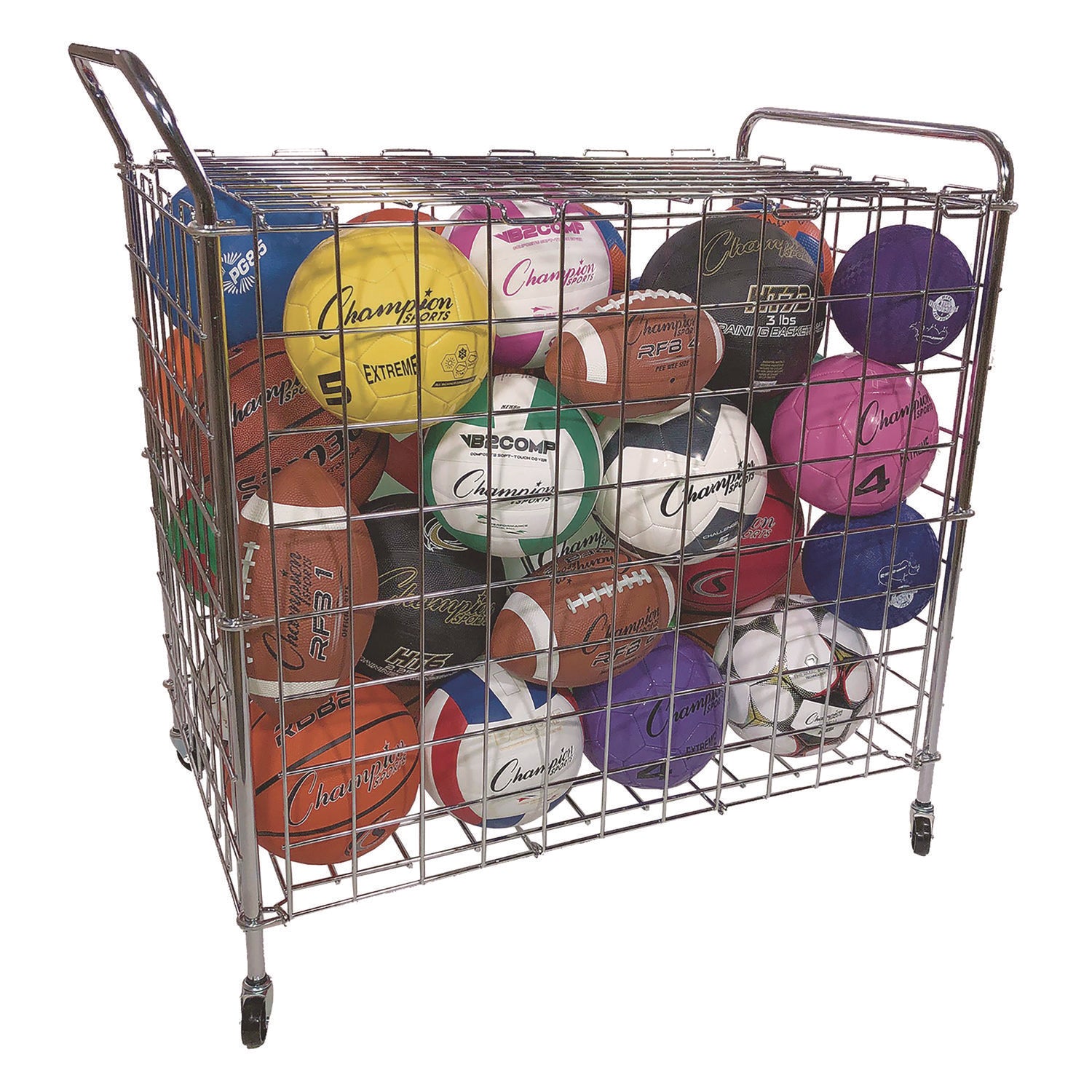 Portable Lockable Ball Locker, Metal, 176 lb Capacity, 24 x 39 x 40, Chrome Champion Sports Flipcost