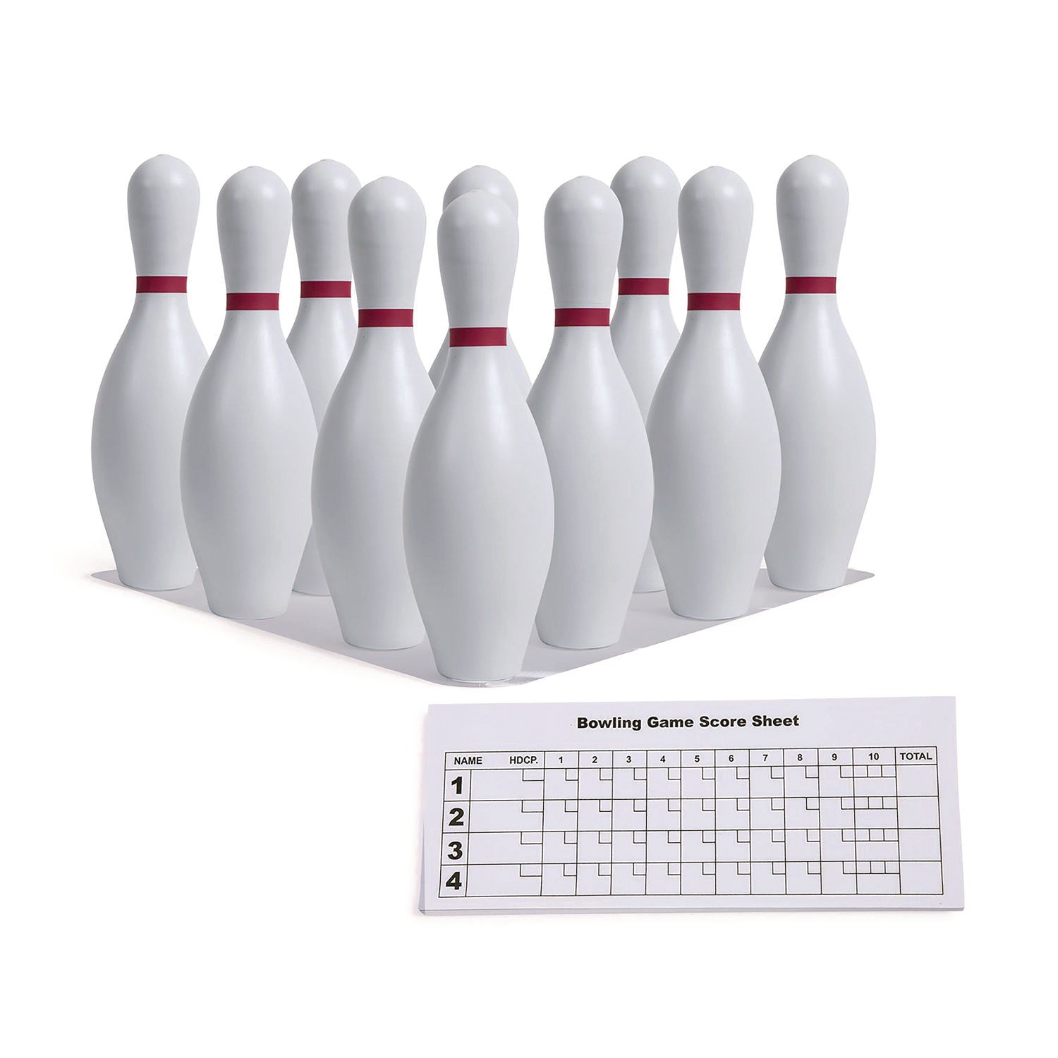 Plastic Bowling Pin Set, White, 10/Set