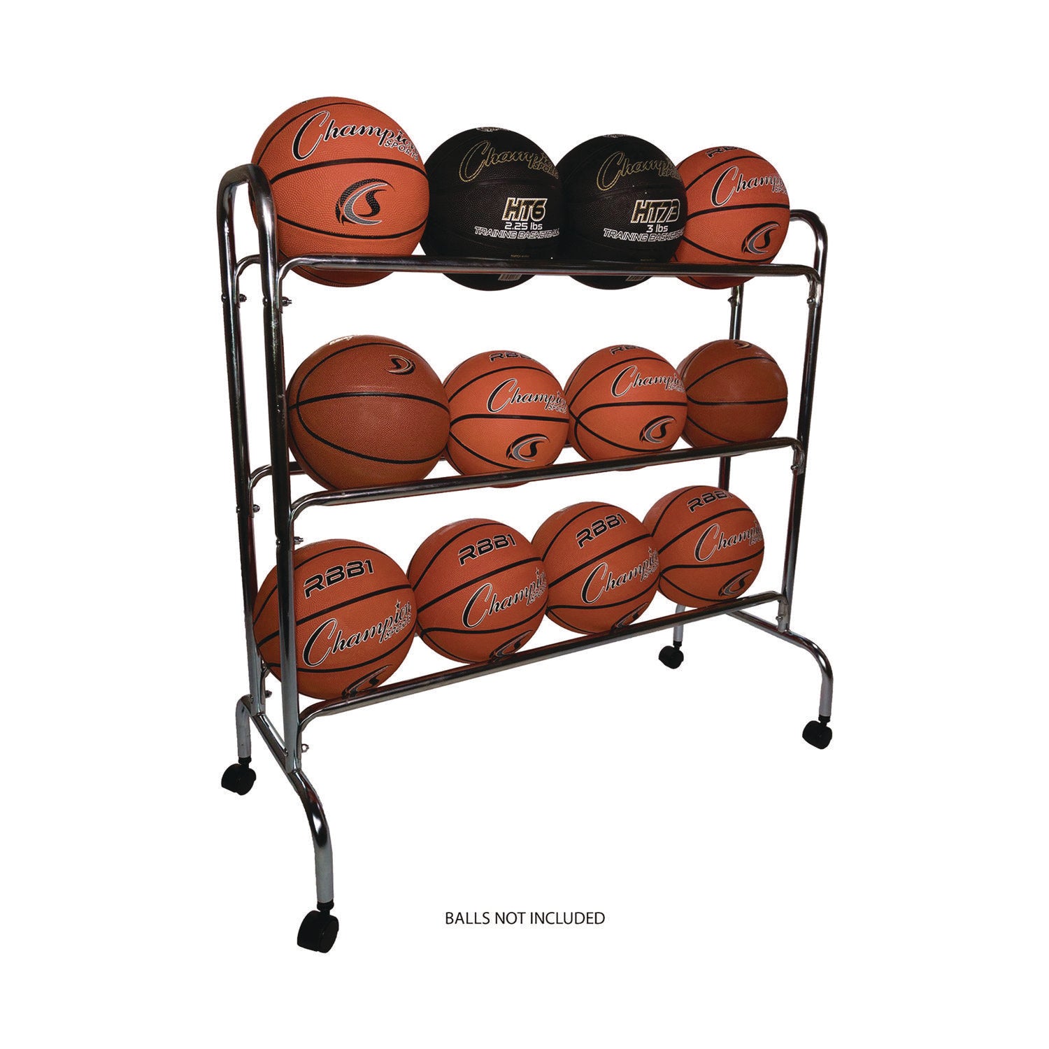 Powder-Coated Ball Cart, Metal, 132 lb Capacity, 17 x 41 x 41, Silver Champion Sports Flipcost