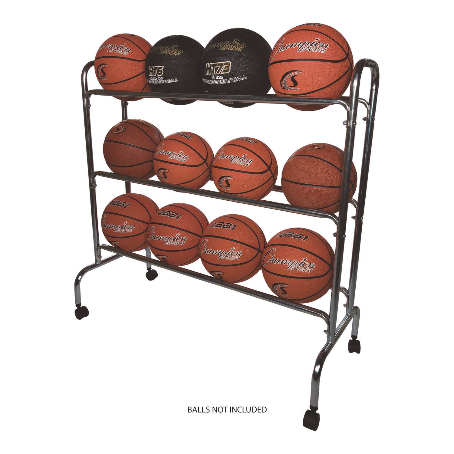 Powder-Coated Ball Cart, Metal, 132 lb Capacity, 17 x 41 x 41, Silver Champion Sports Flipcost