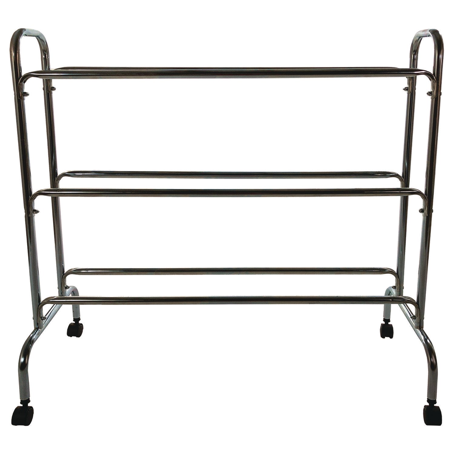 Powder-Coated Ball Cart, Metal, 132 lb Capacity, 17 x 41 x 41, Silver