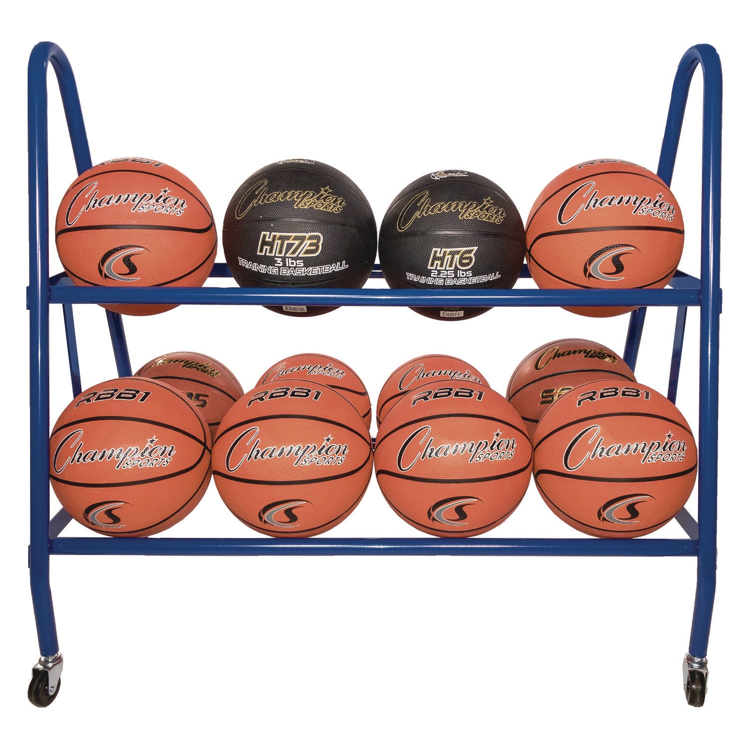 Heavy-Duty Deluxe Ball Cart, Metal, 132 lb Capacity, 17.5 x 38 x 35.75, Blue Champion Sports Flipcost