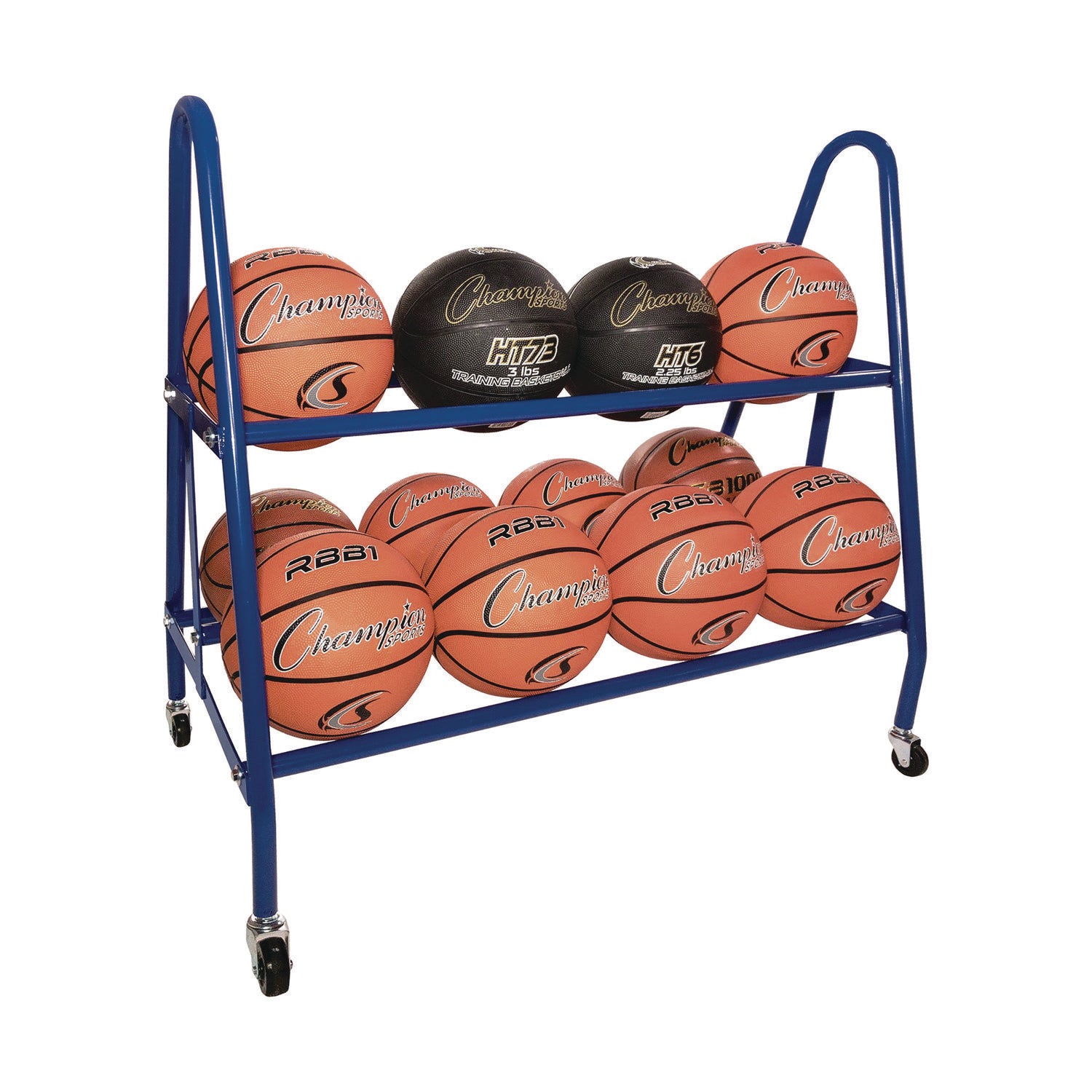 Heavy-Duty Deluxe Ball Cart, Metal, 132 lb Capacity, 17.5 x 38 x 35.75, Blue Champion Sports Flipcost