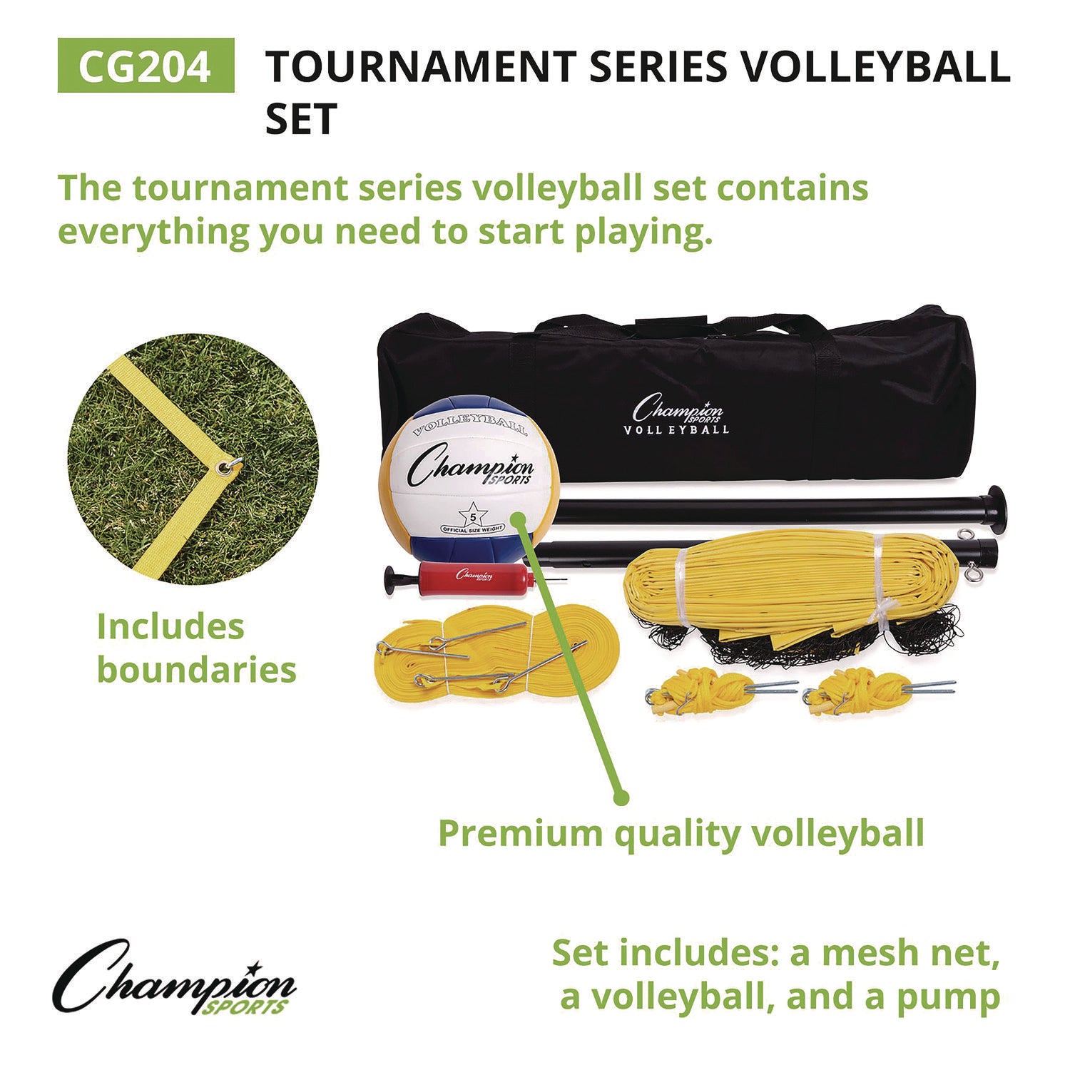 Tournament Series Volleyball Set, with Carry Bag Champion Sports Flipcost