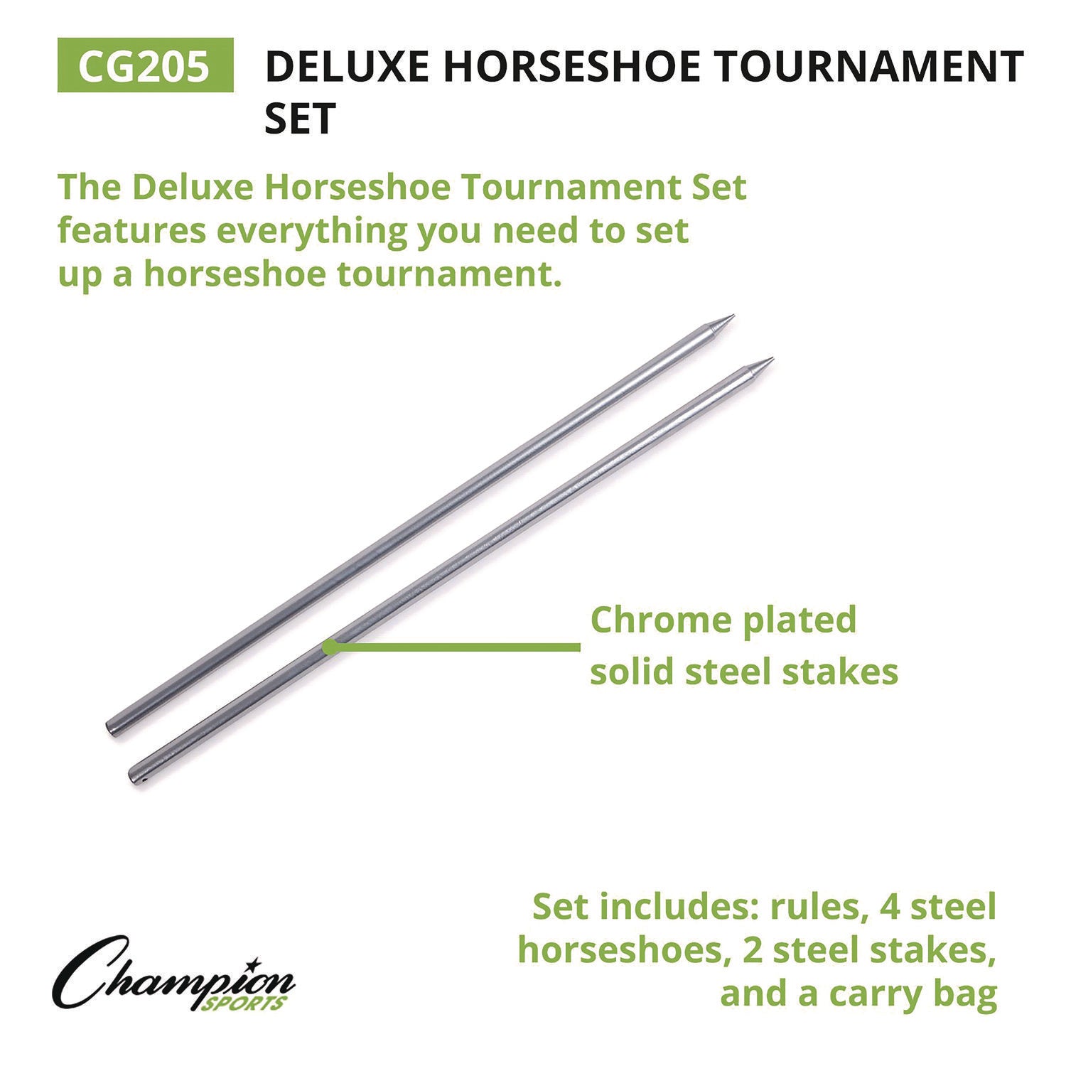 Deluxe Horseshoe Tournament Set, 4 Horseshoes/2 Stakes/Carry Bag/Rule Sheet Champion Sports Flipcost