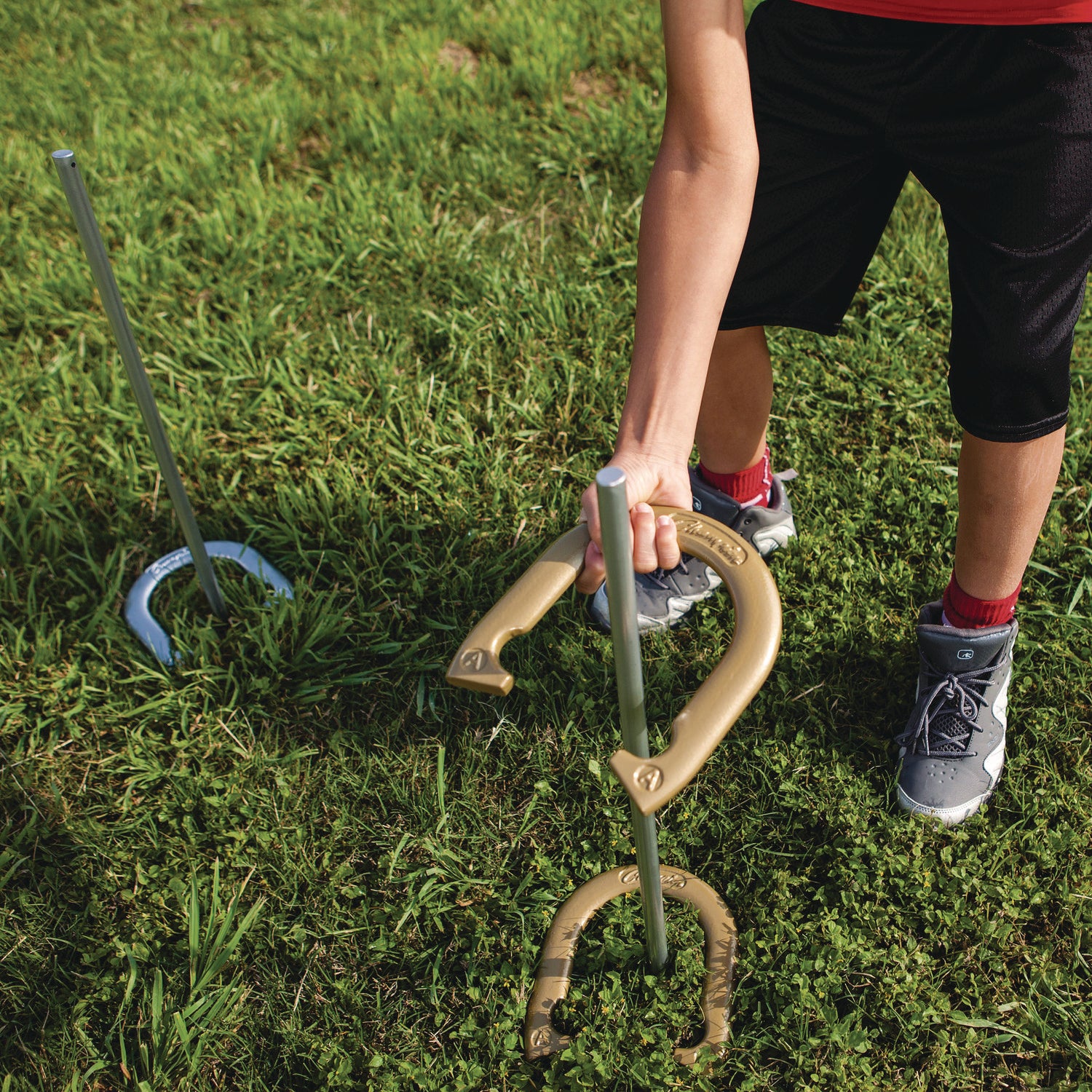 Deluxe Horseshoe Tournament Set, 4 Horseshoes/2 Stakes/Carry Bag/Rule Sheet Champion Sports Flipcost