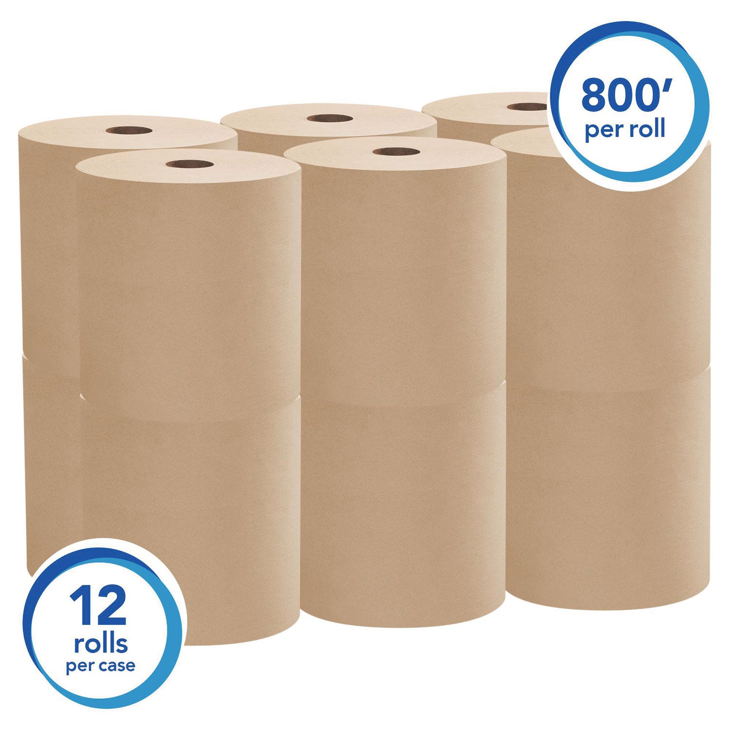 Scott® Essential Hard Roll Towels for Business, 1-Ply, 8" x 800 ft, 1.5" Core, Natural, 12 Rolls/Carton