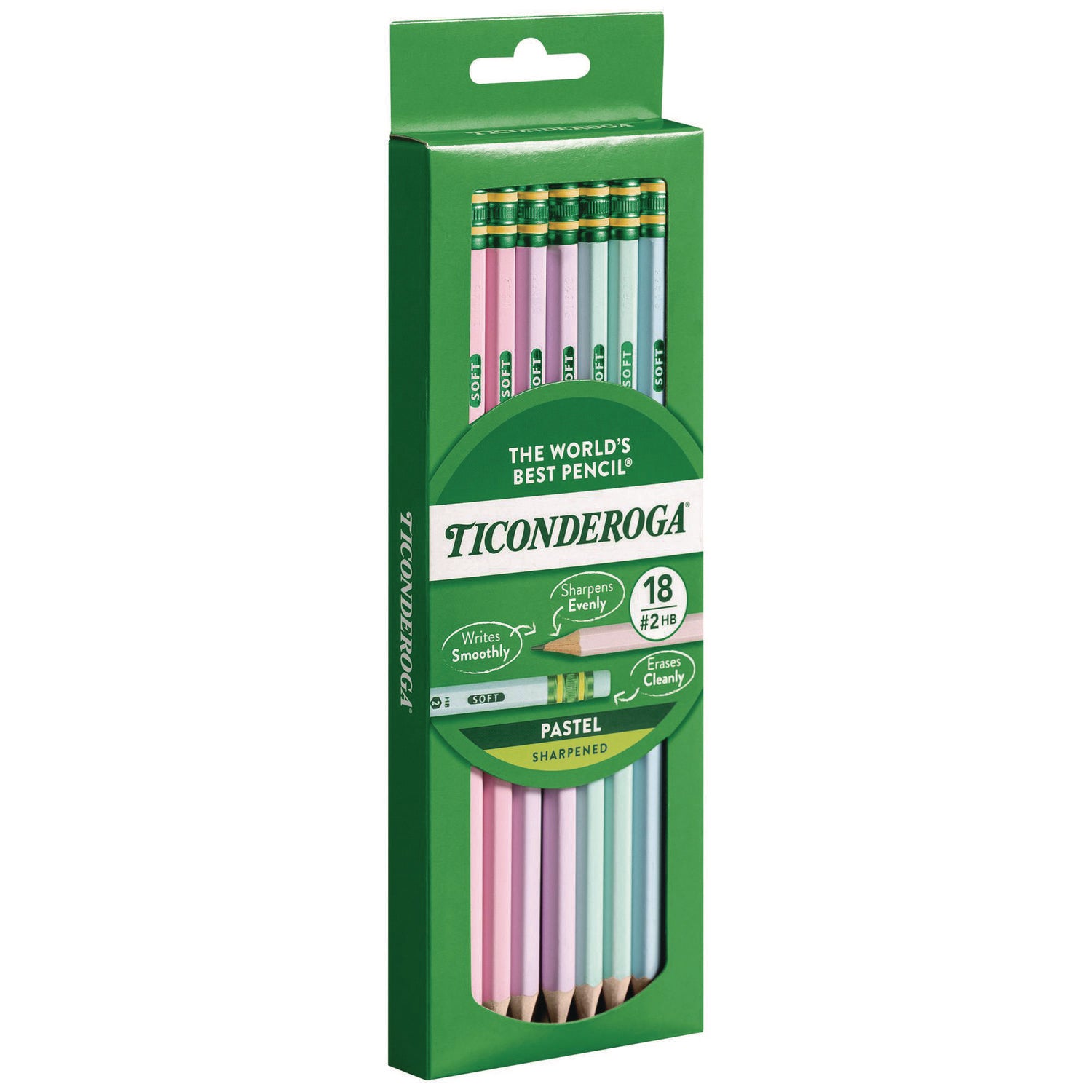 Pre-Sharpened Pencil, 2.2 mm, HB (#2), Black Lead, Pastel Assorted Barrel, 18/Pack