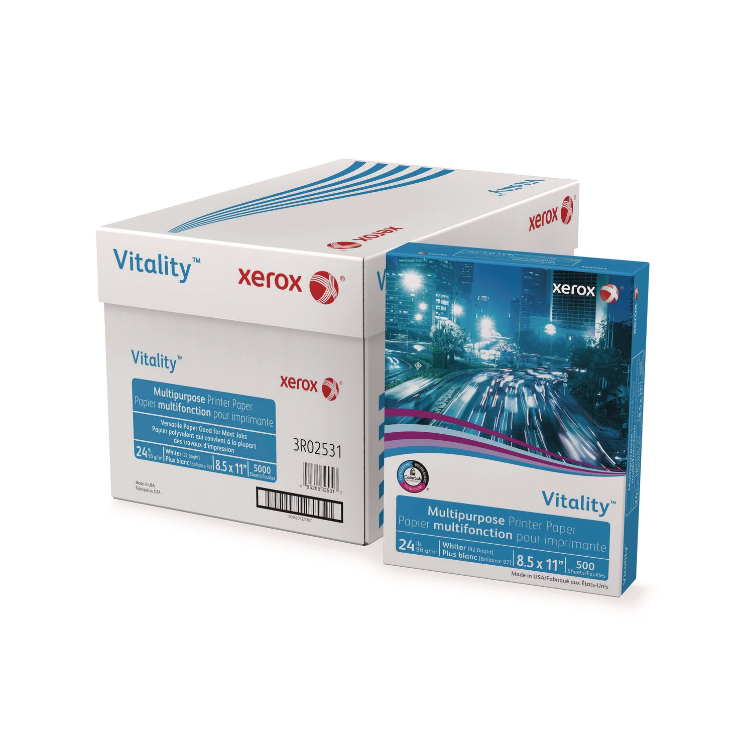 Vitality Multipurpose Print Paper, 92 Bright, 24 lb Bond Weight, 8.5 x 11, White, 500/Ream