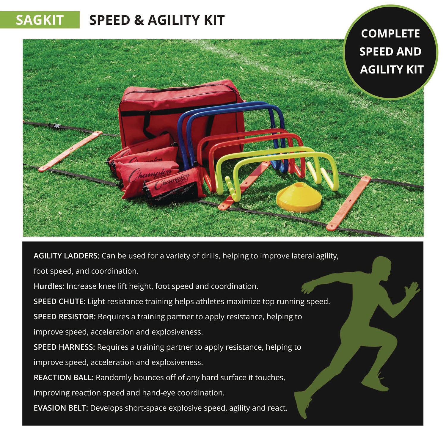 Speed and Agility Kit, with Carry Bag Champion Sports Flipcost