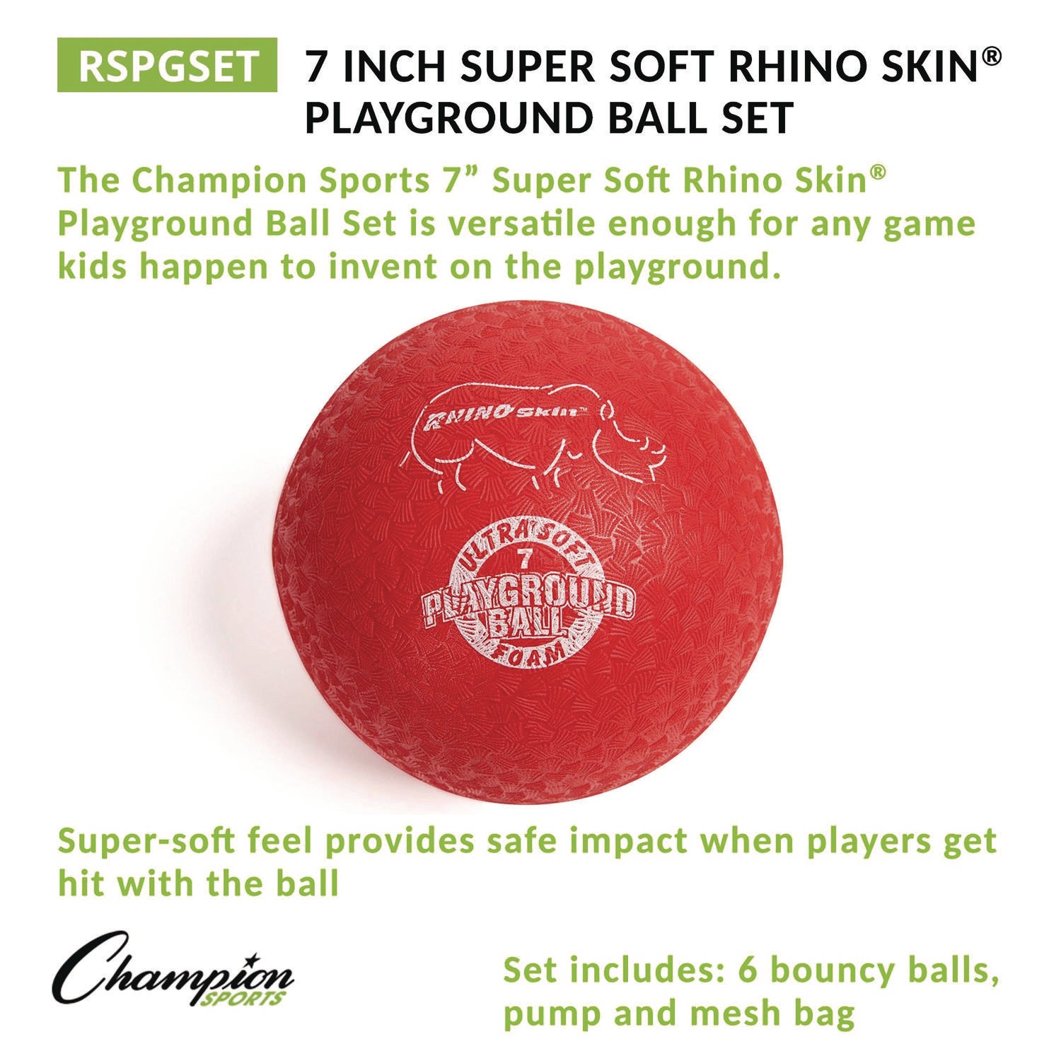 Rhino Soft Playground Ball Set, 8.5" Diameter, Assorted Colors, 6/Set Champion Sports Flipcost