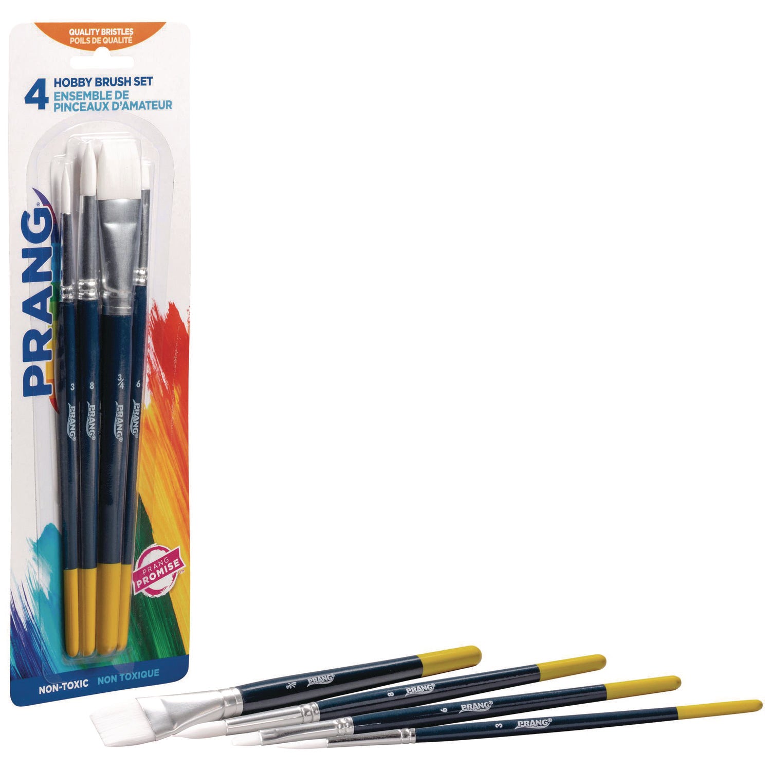 Hobby Four-Brush Set, Assorted, Synthetic, Flat; Round, 4/pack Prang® Flipcost