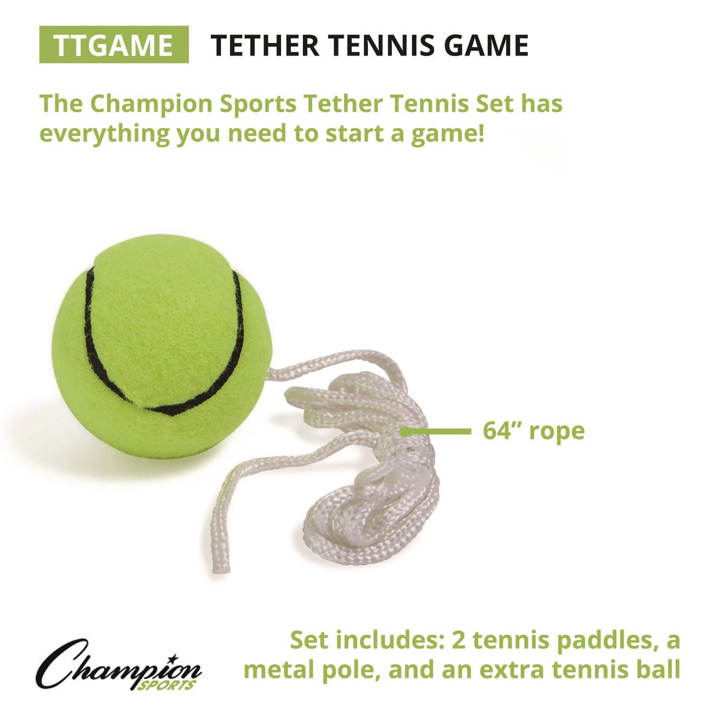 Tether Tennis Game Set, Two Paddles, Two Tennis Balls Champion Sports Flipcost