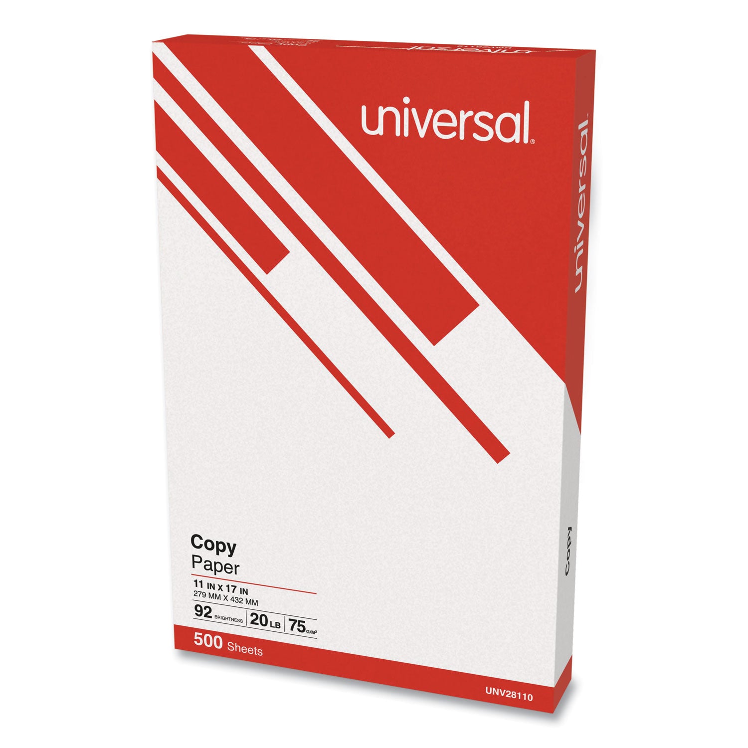 Universal® Copy Paper, 92 Bright, 20 lb Bond Weight, 11 x 17, White, 500 Sheets/Ream, 5 Reams/Carton