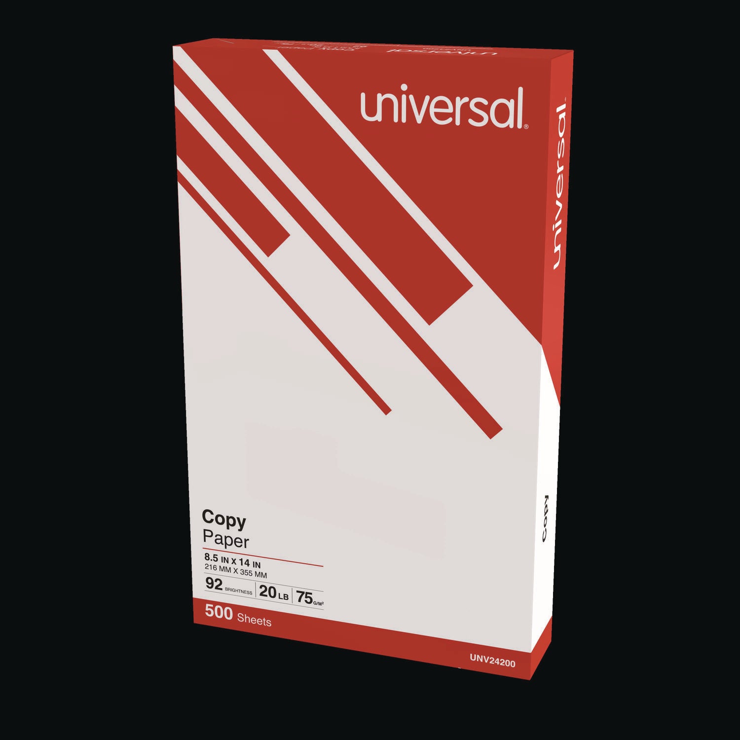 Universal® Legal Size Copy Paper, 92 Bright, 20 lb Bond Weight, 8.5 x 14, White, 500 Sheets/Ream, 10 Reams/Carton