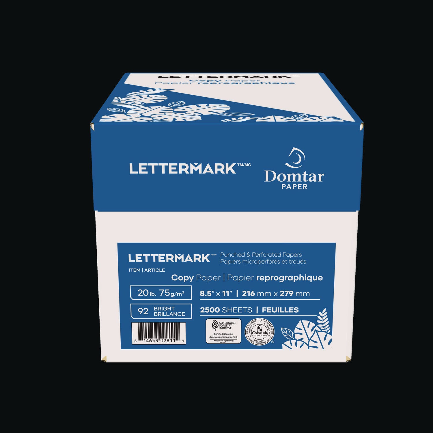 Lettermark™ Custom Cut-Sheet Copy Paper, 92 Bright, Micro-Perforated 5.5" from Top, 20lb Bond Weight, 8.5 x 11, White, 500/Ream, 5 RM/CT