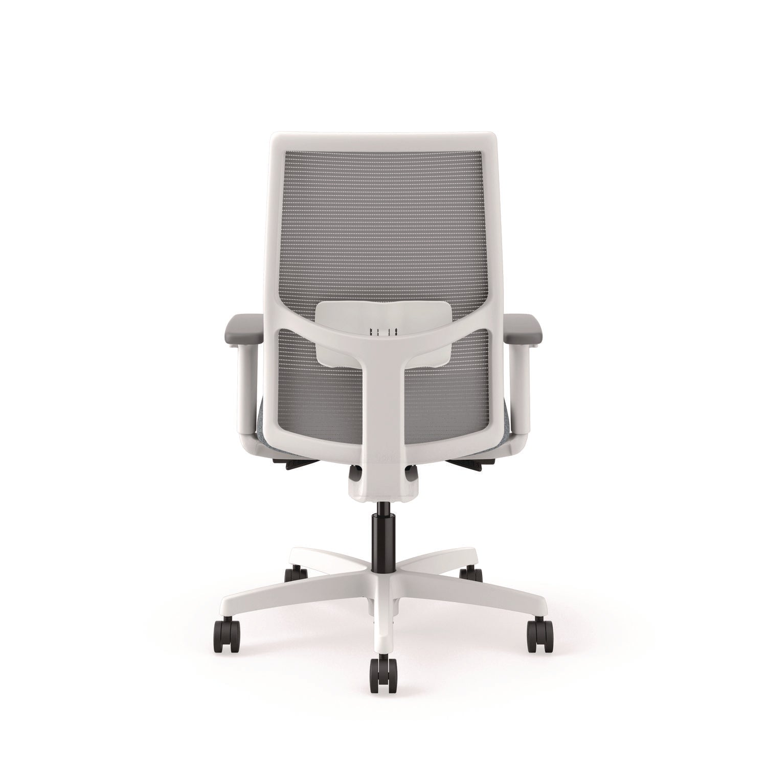 HON® Ignition 2.0 4-Way Stretch Mid-Back Mesh Task Chair, 17" to 21" Seat Height, Basalt Seat, Fog Back, Designer White Base