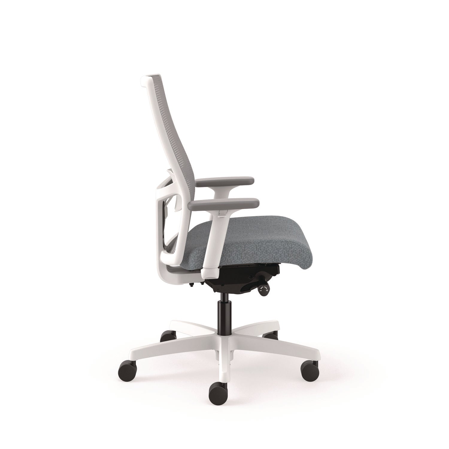 HON® Ignition 2.0 4-Way Stretch Mid-Back Mesh Task Chair, 17" to 21" Seat Height, Basalt Seat, Fog Back, Designer White Base