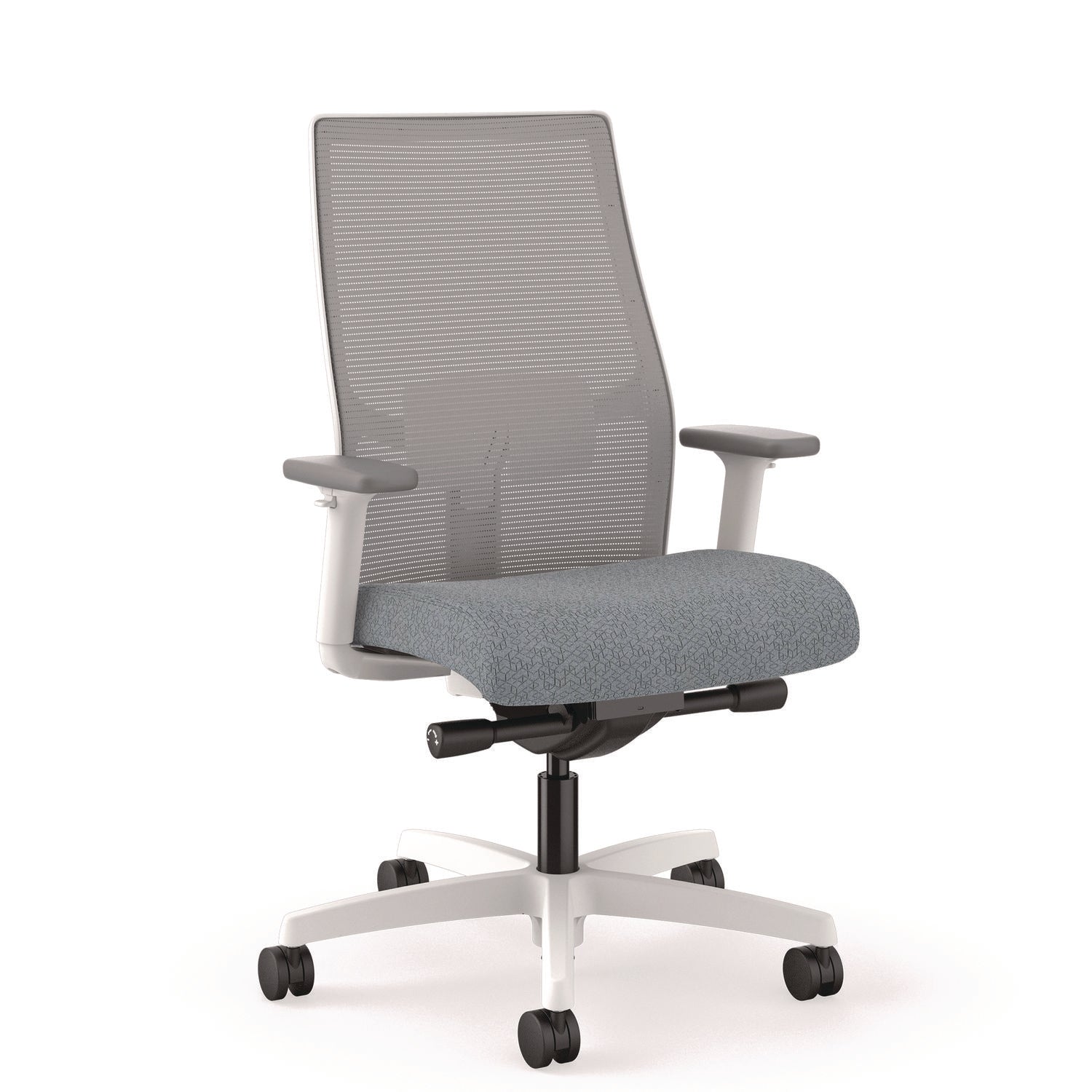 HON® Ignition 2.0 4-Way Stretch Mid-Back Mesh Task Chair, 17" to 21" Seat Height, Basalt Seat, Fog Back, Designer White Base