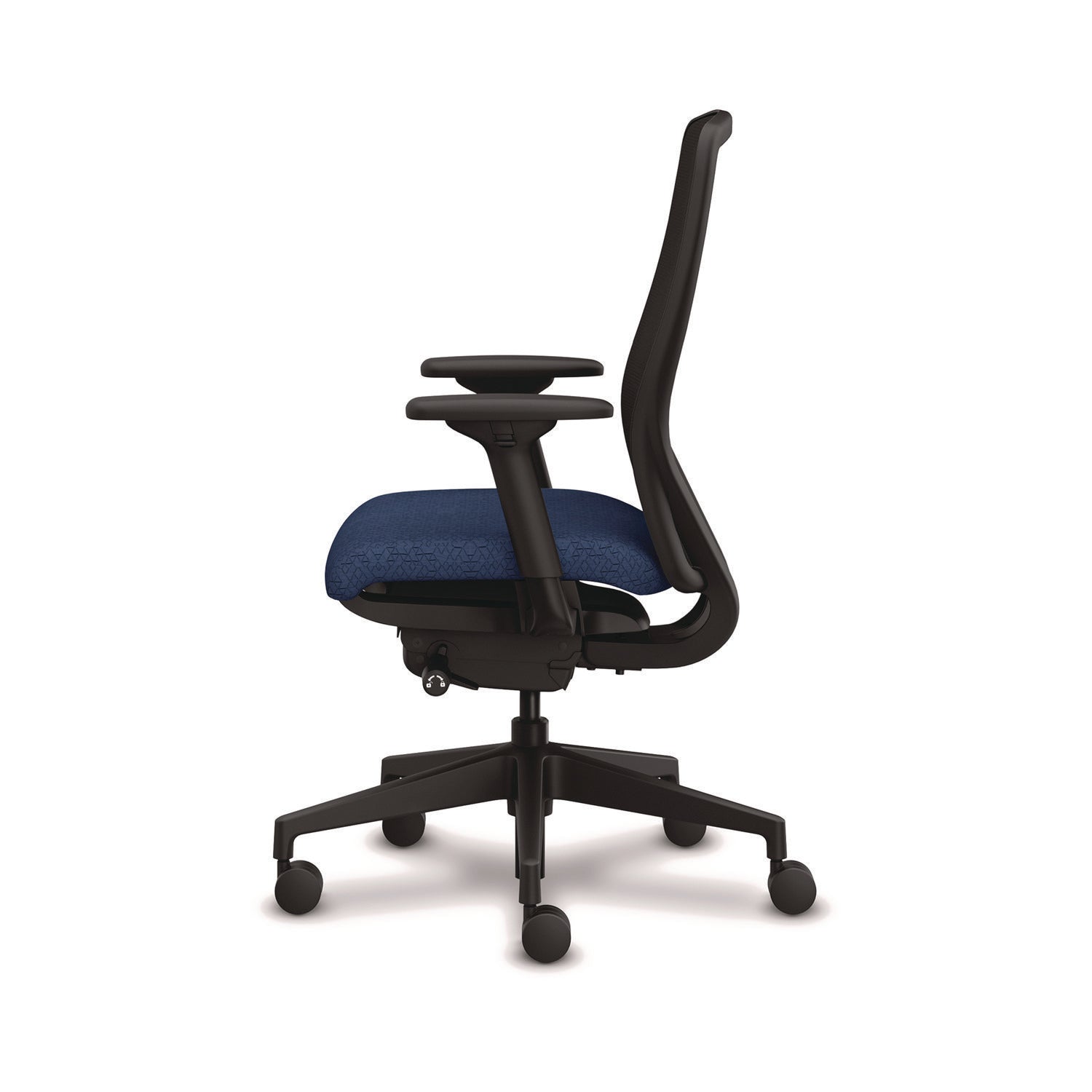 HON® Nucleus Series Recharge Task Chair, Up to 300lb, 16.63" to 21.13" Seat Ht, Navy Seat, Black Back/Base