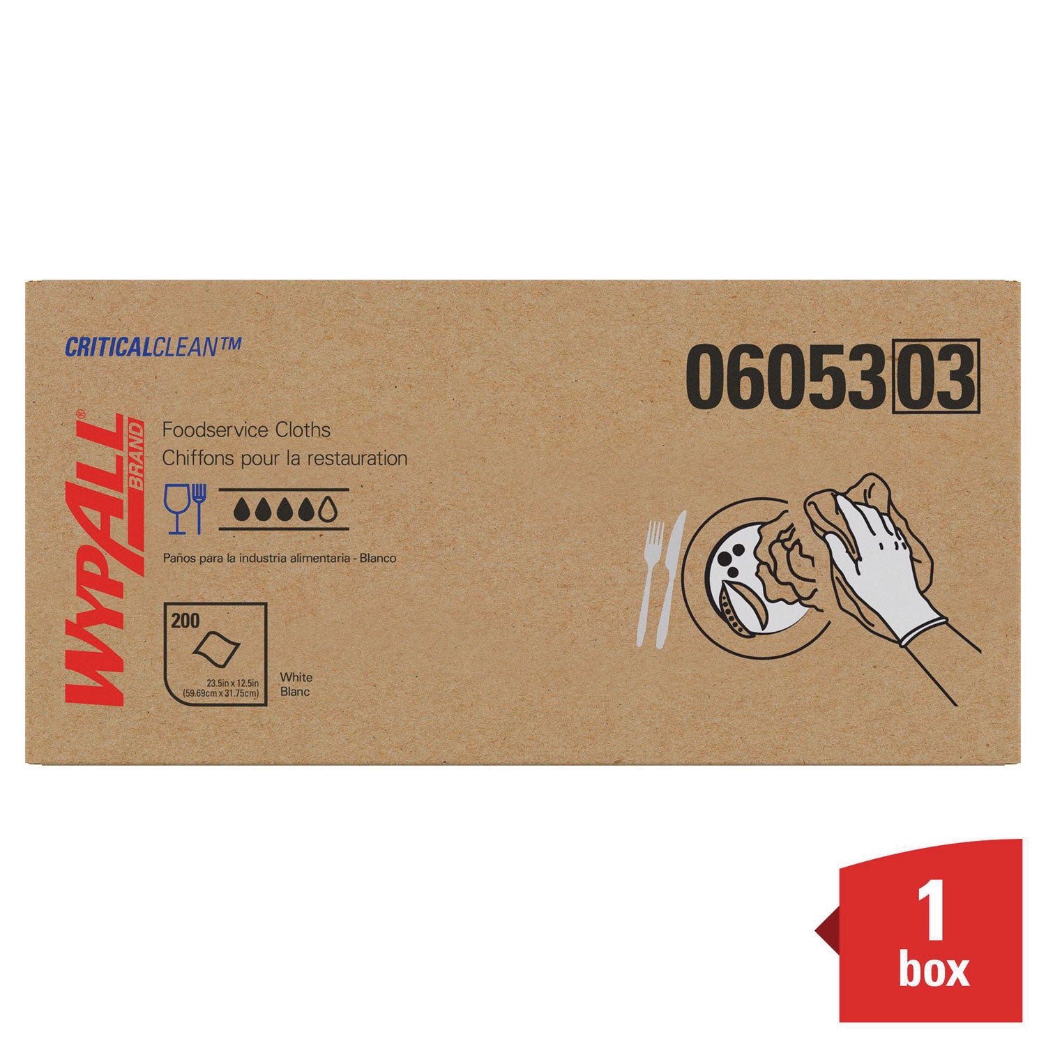 WypAll® X50 Foodservice Towels, 1/4 Fold, 23.5 x 12.5, White, 200/Carton