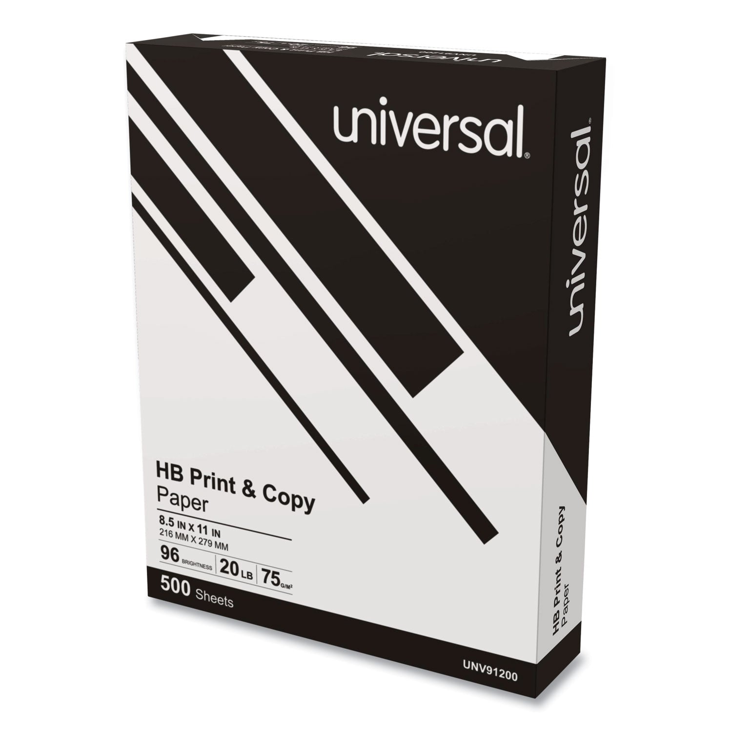 Universal® High-Bright Multipurpose Paper, 20 lb Bond Weight, 8.5 x 11, Bright White, 500 Sheets/Ream, 5 Reams/Carton