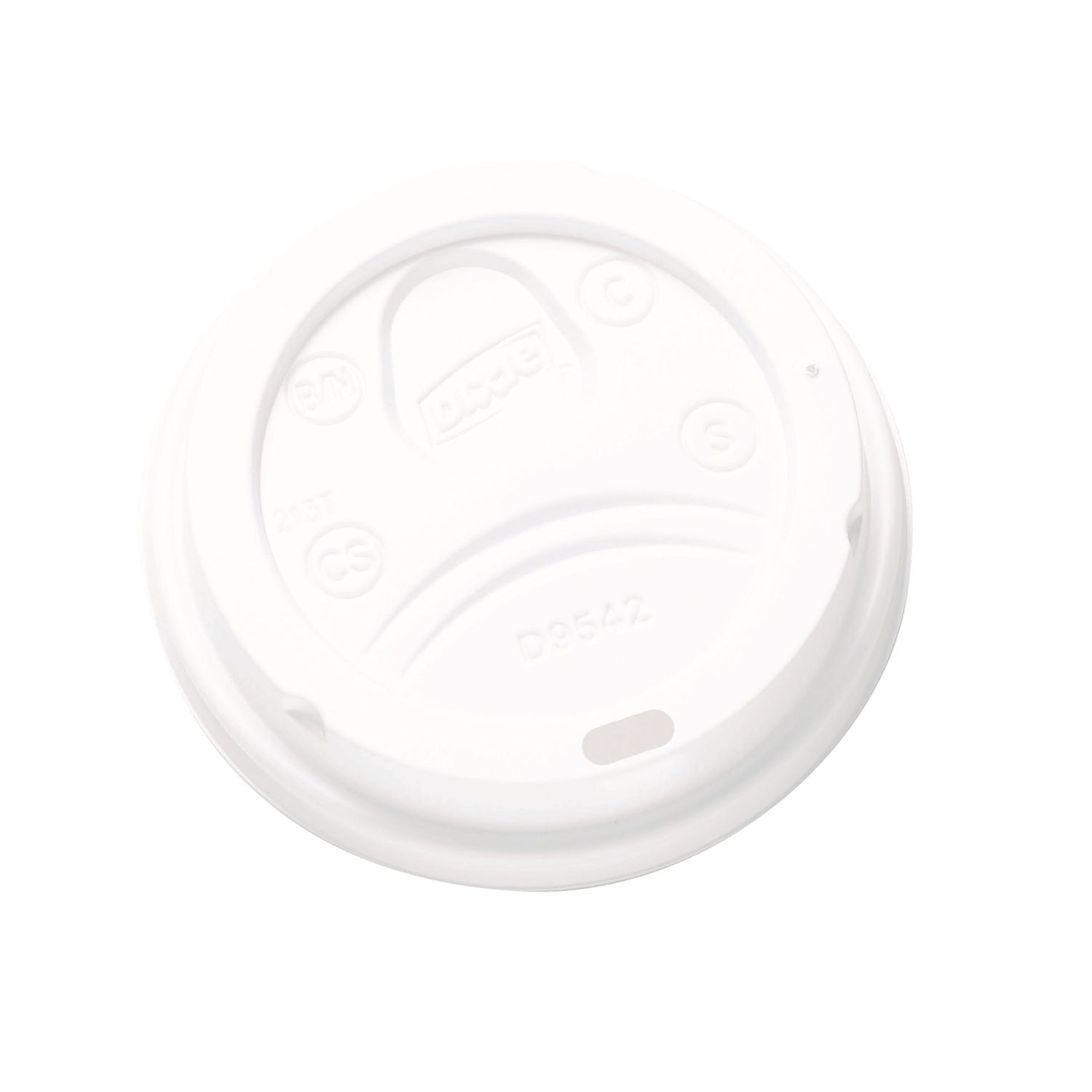 Dome Drink-Thru Lids, Fits 10 oz to 20 oz Dixie Paper Hot Cups, White, 100/Pack