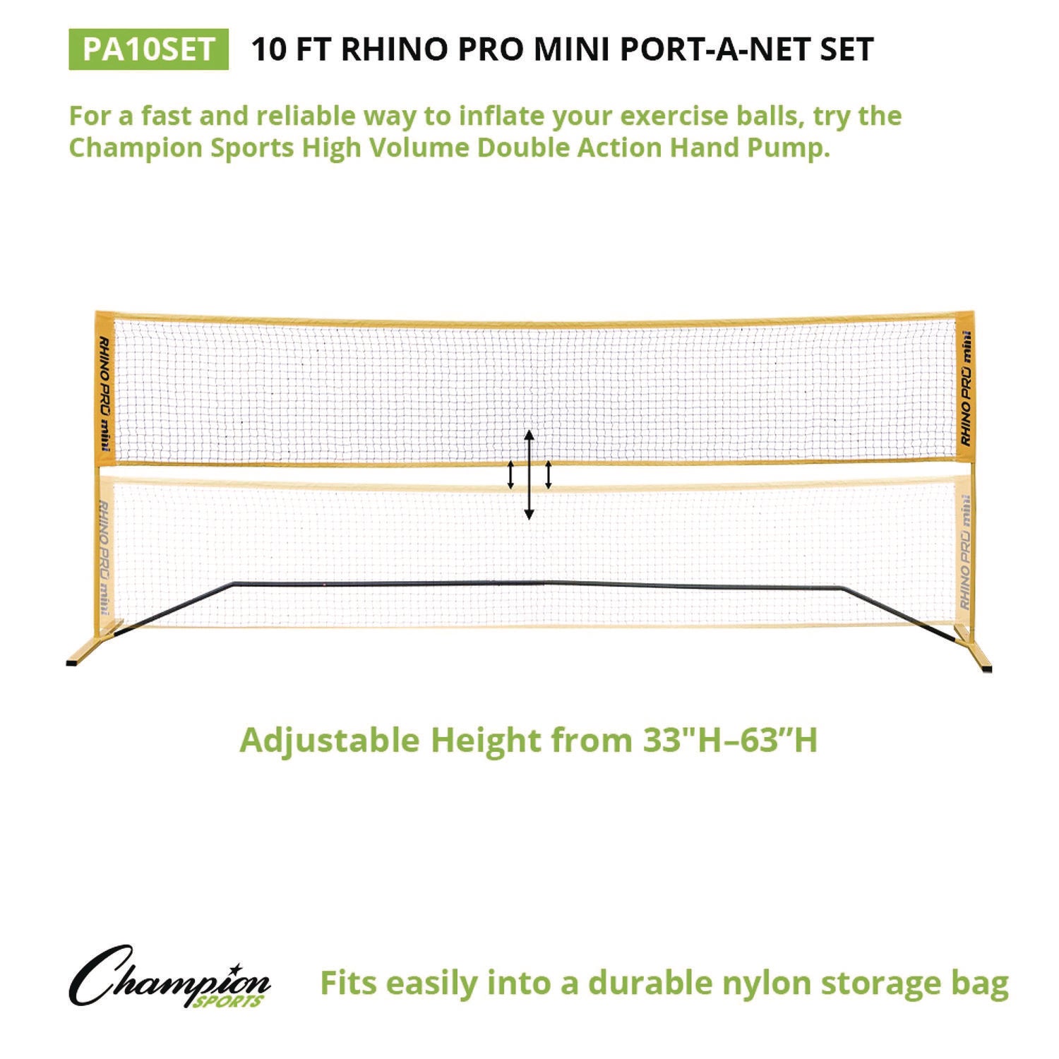 Rhino Port-A-Net Set, 33" to 63" x 120" Champion Sports Flipcost