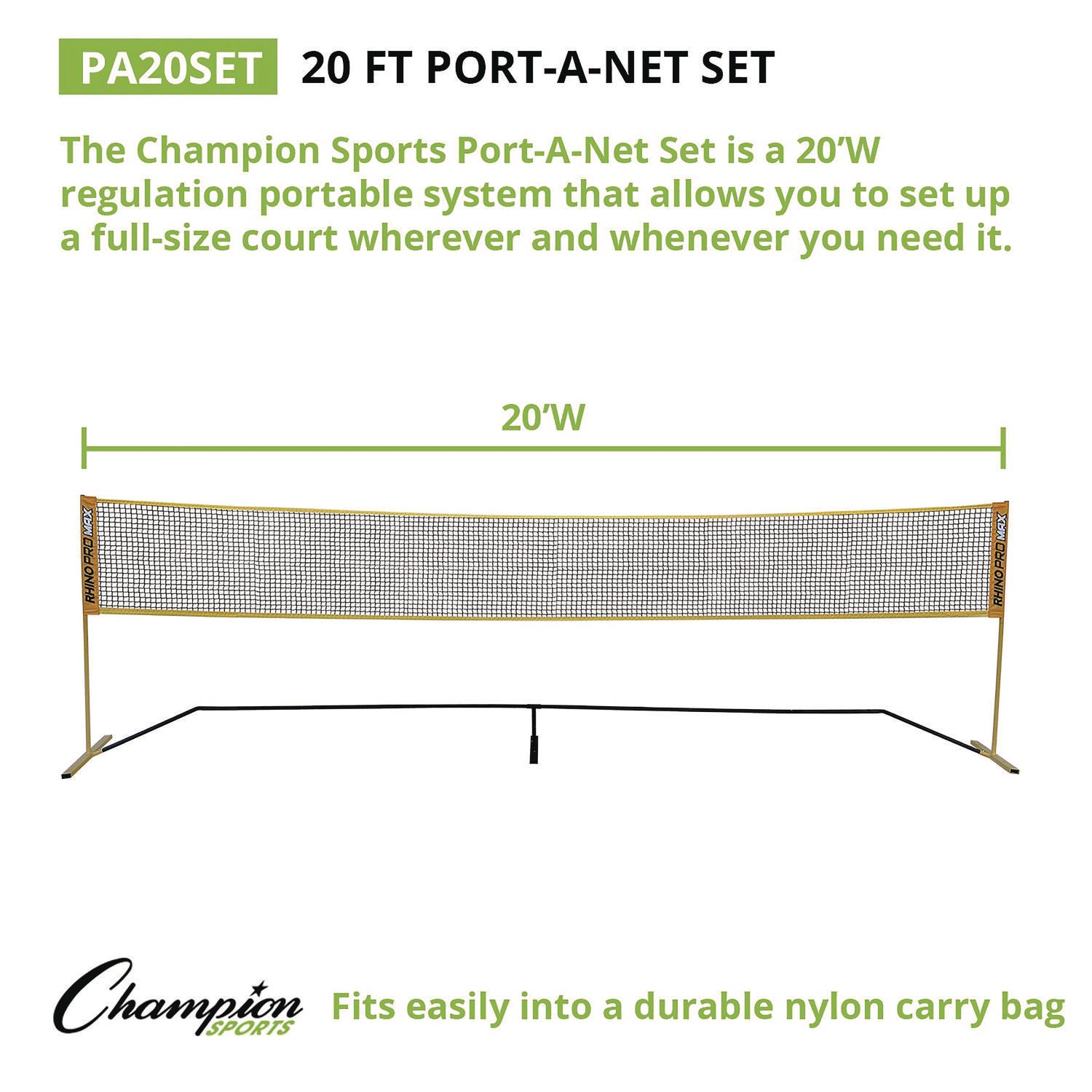 Rhino Port-A-Net Set, 36" to 60" x 240" Champion Sports Flipcost