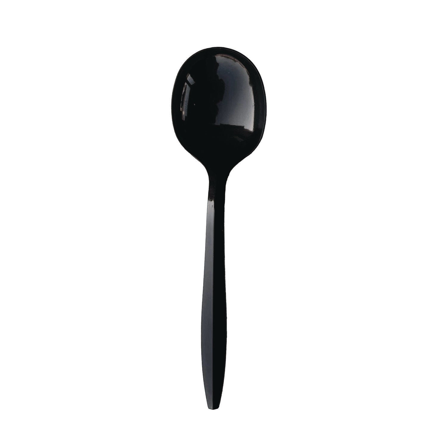 Mediumweight Polypropylene Cutlery, Soup Spoon, Black, 1,000/Carton