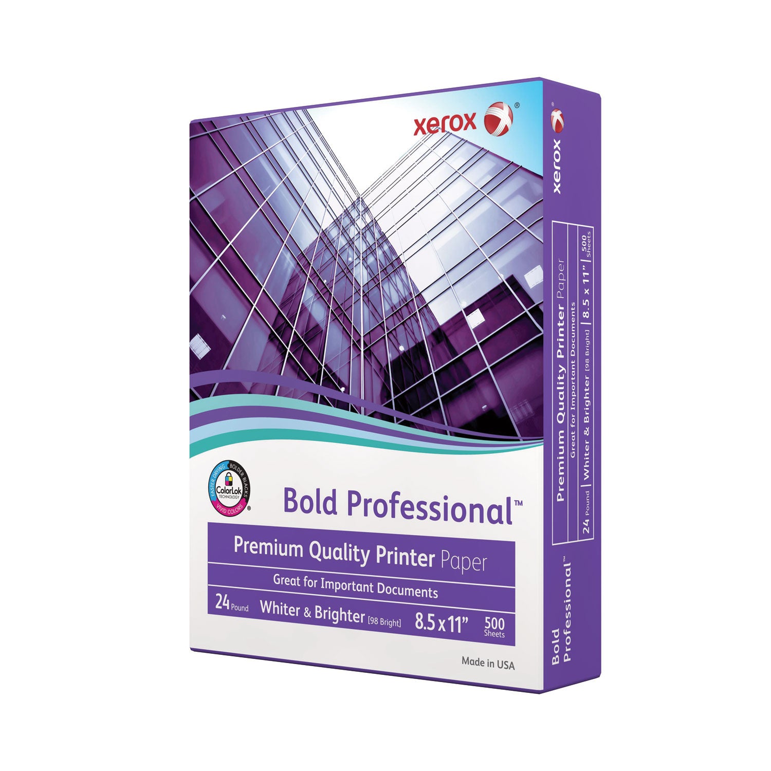 xerox™ Bold Professional Quality Paper, 98 Bright, 24 lb Bond Weight, 8.5 x 11, White, 500/Ream