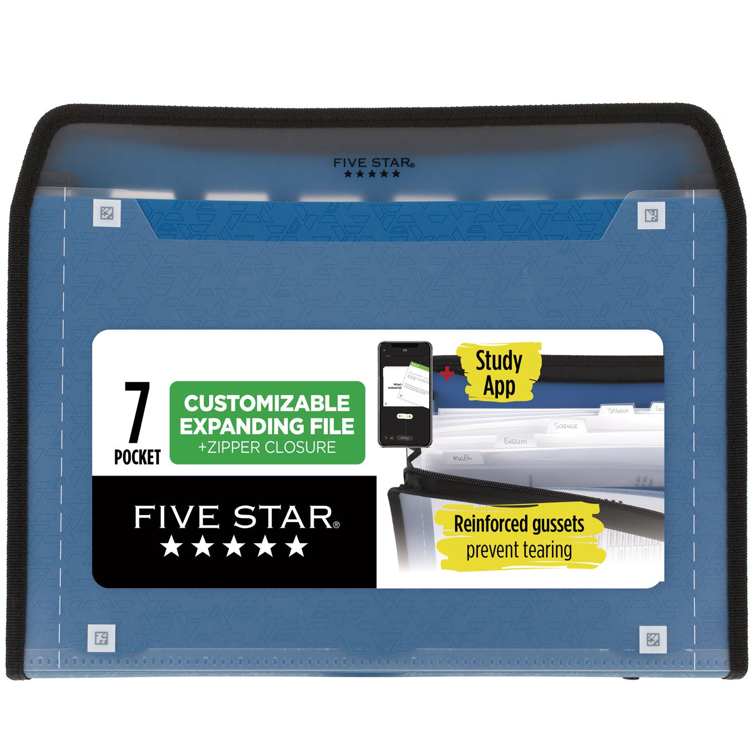 Expanding File, 7.5" Expansion, 7 Sections, Zipper Closure, Letter Size, Randomly Assorted Colors Five Star® Flipcost