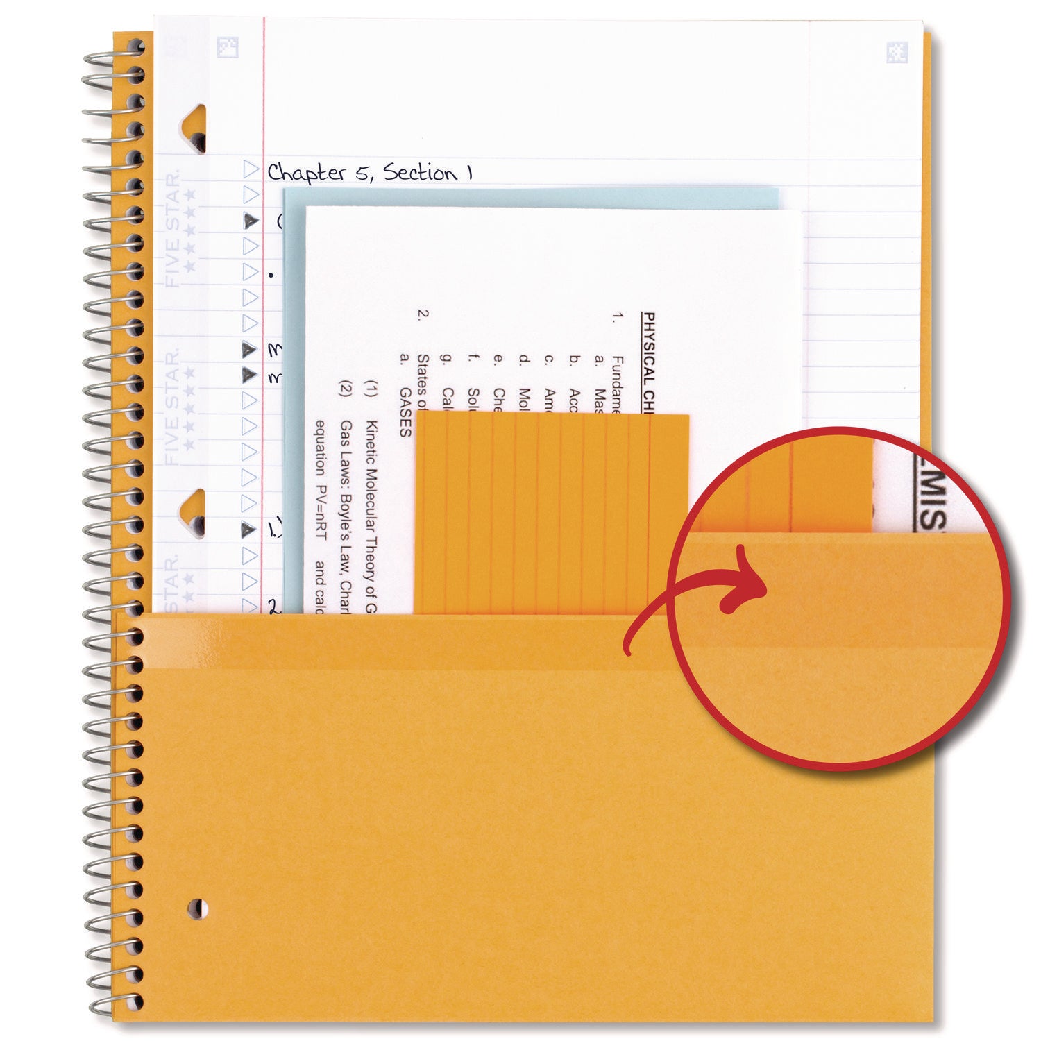 Wirebound Notebook, 5-Subject, Medium/College Rule, Assorted Cover Colors, (200) 11 x 8.5 Sheets, 2/Pack Five Star® Flipcost