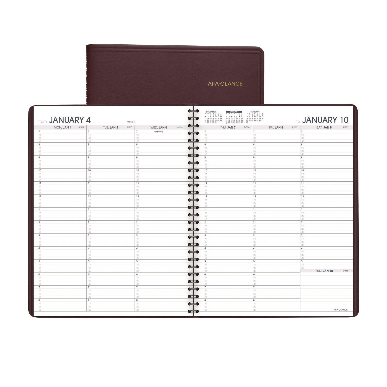 Weekly Appointment Book, 11 x 8.25, Winestone Cover, 13-Month: Jan 2025 to Jan 2026