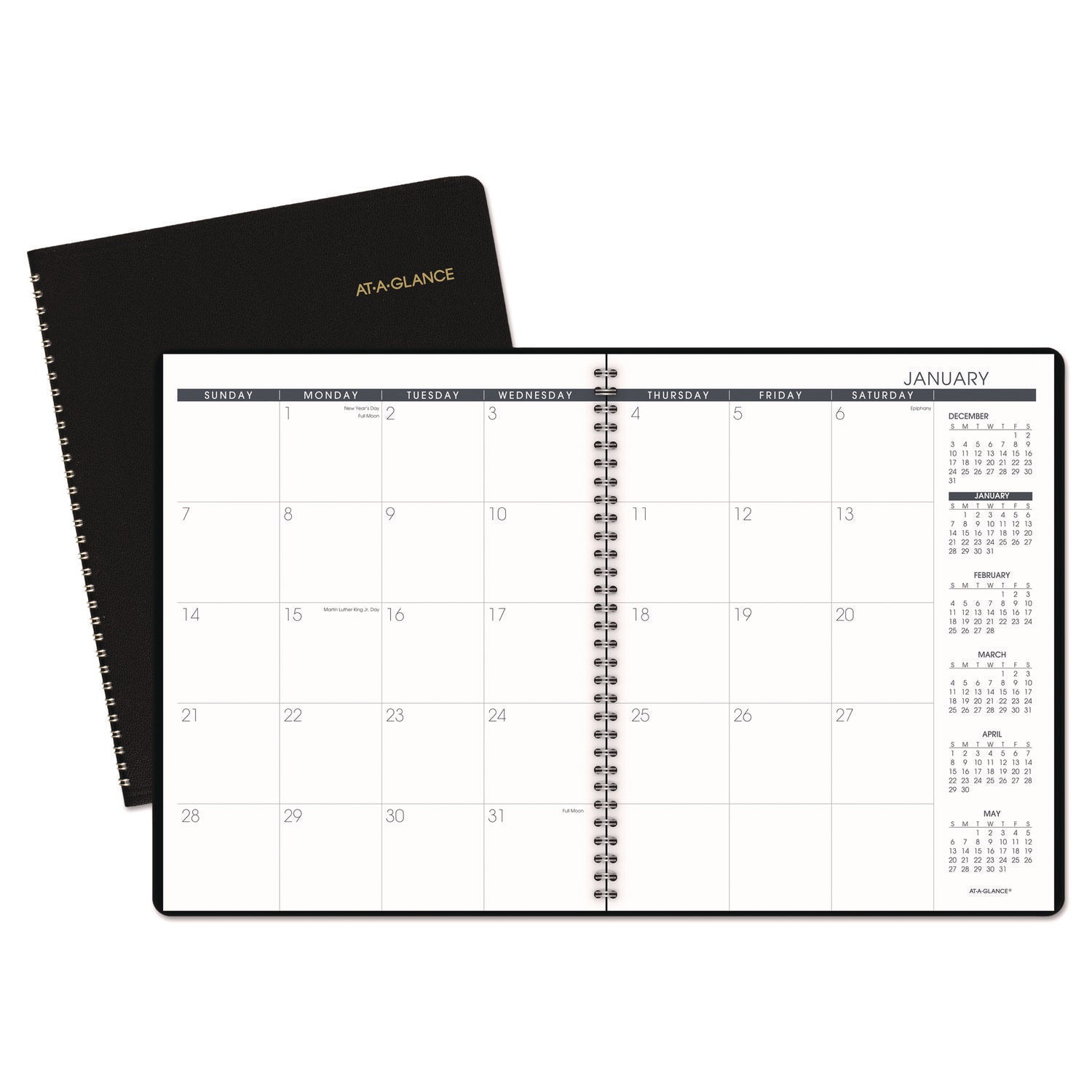 Monthly Planner, 11 x 9, Black Cover, 15-Month: Jan 2025 to Mar 2026