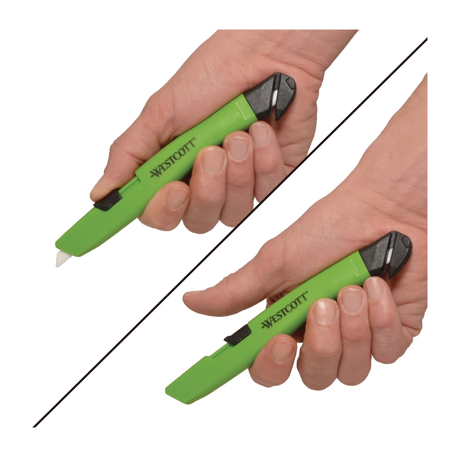 Safety Ceramic Blade Box Cutter, 0.5" Blade, 5.7" Plastic Handle, Green Westcott® Flipcost