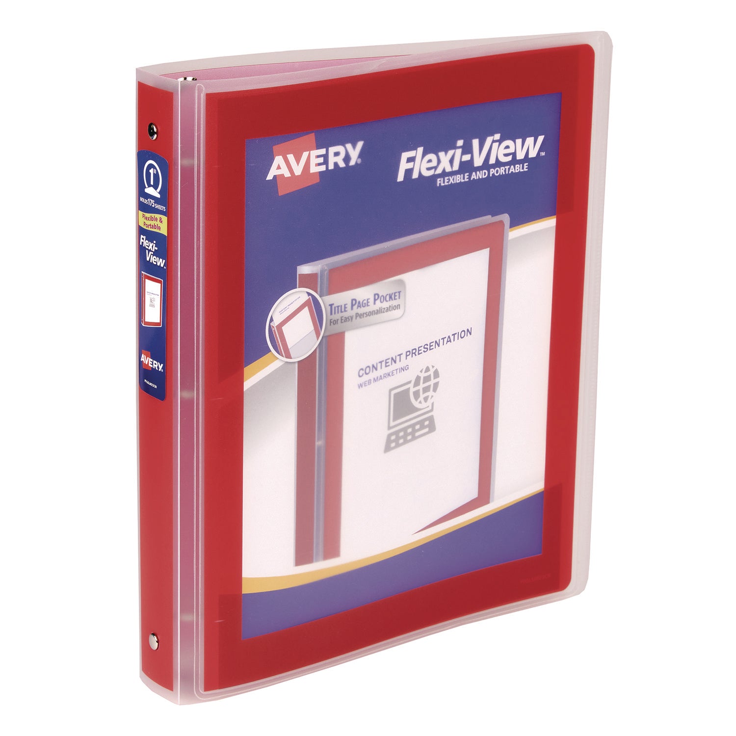 Flexi-View Binder with Round Rings, 3 Rings, 1" Capacity, 11 x 8.5, Red Avery® Flipcost