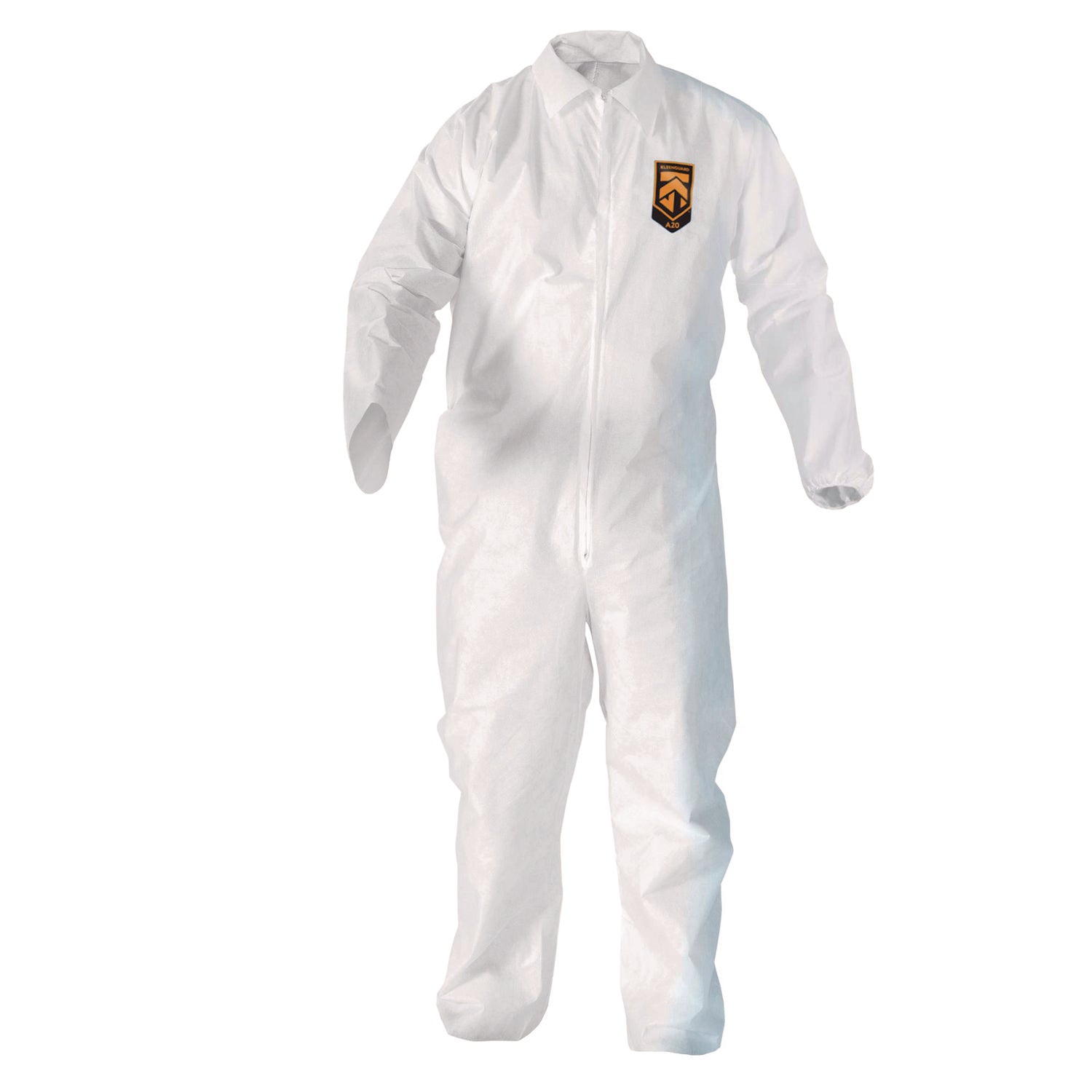 A20 Breathable Particle Protection Coveralls, Zip Front, Elastic Back, Wrists, Ankles, Large, White, 24/Carton