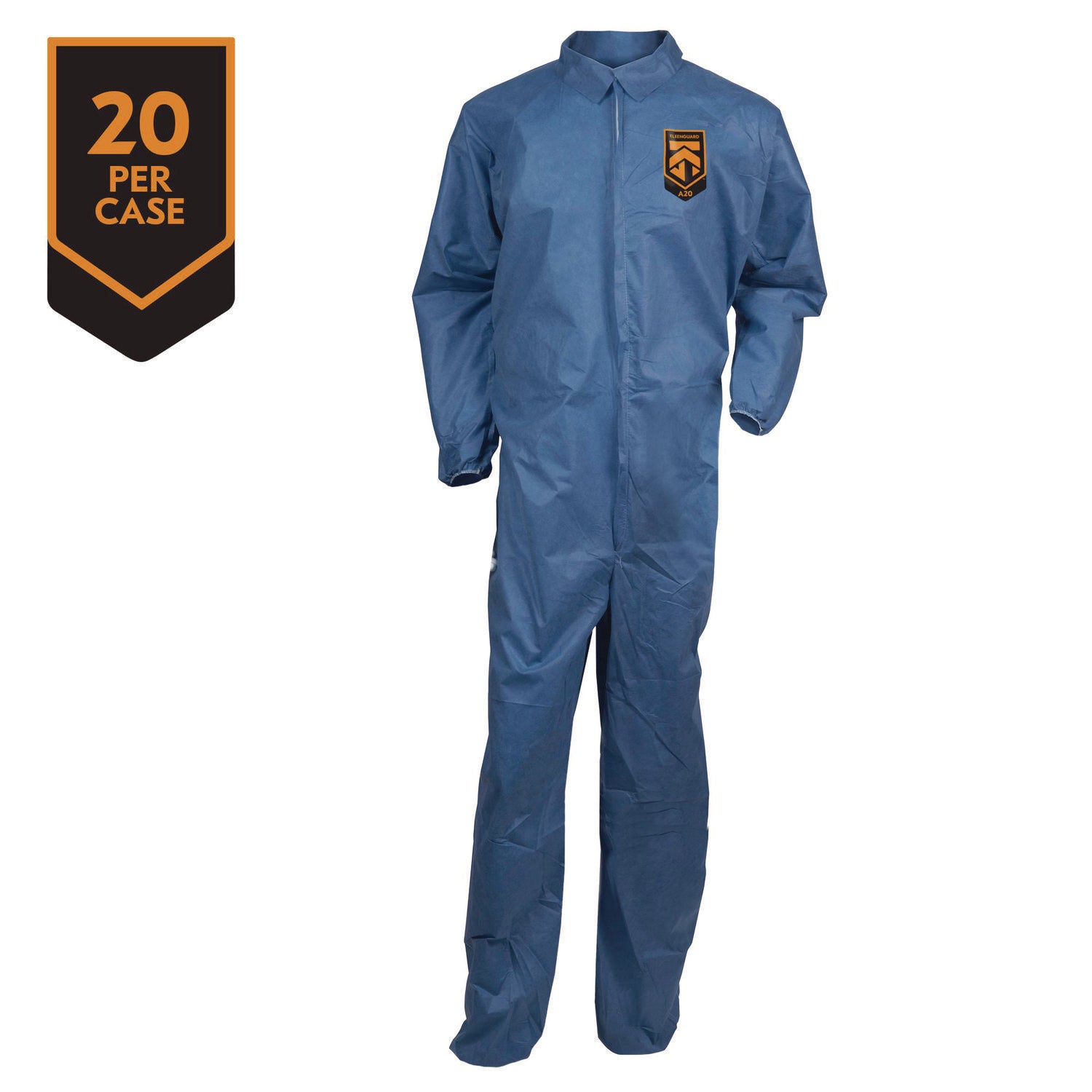 A20 Breathable Particle Protection Coveralls, Zip Front, Elastic Back, Wrists, Ankles, 3X-Large, Blue, 20/Carton KleenGuard™ Flipcost