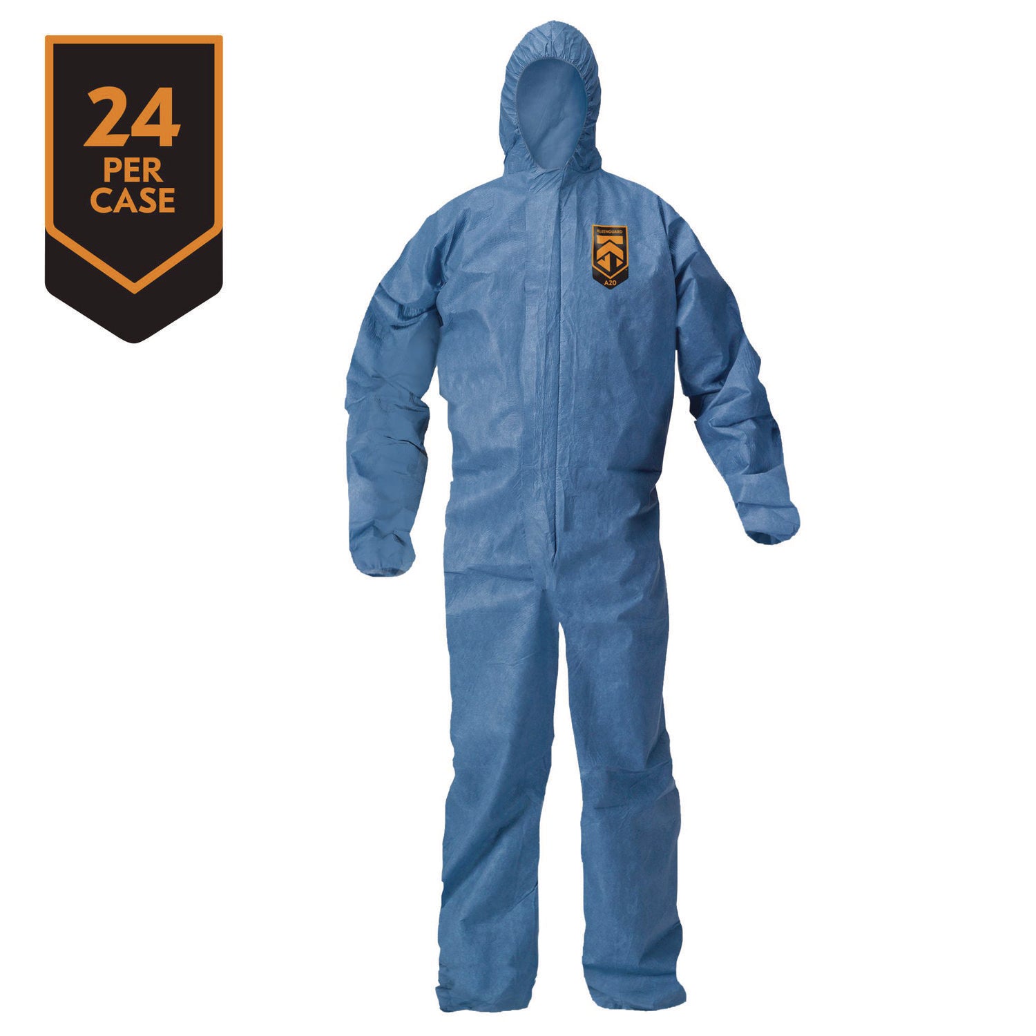 A20 Breathable Particle Protection Coveralls, Zip Front, Hood, Elastic Back, Wrists, Ankles, 2X-Large, Blue, 24/Carton KleenGuard™ Flipcost