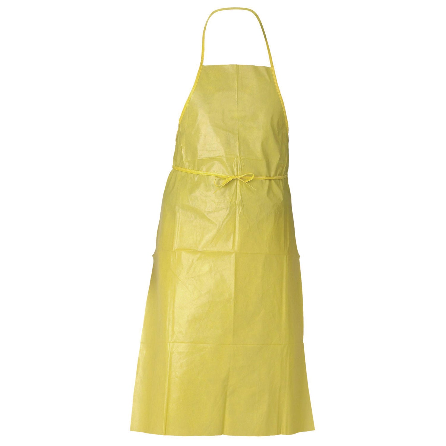 A70 Chemical Spray Protection Aprons, Polyethylene-Coated Fabric, One Size Fits Most, Yellow, 100/Carton