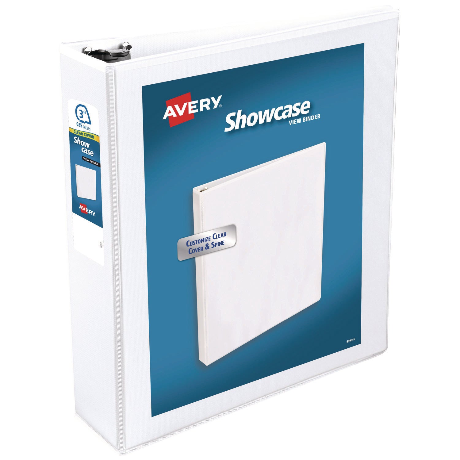 Showcase Economy View Binders with Slant Rings, 3 Rings, 3" Capacity, 11 x 8.5, White