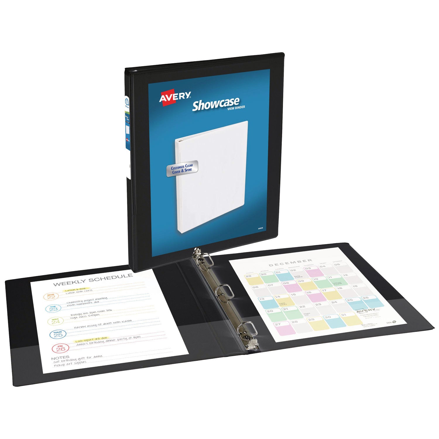 Avery® Showcase Economy View Binders with Slant Rings, 3 Rings, 0.5" Capacity, 11 x 8.5, Black